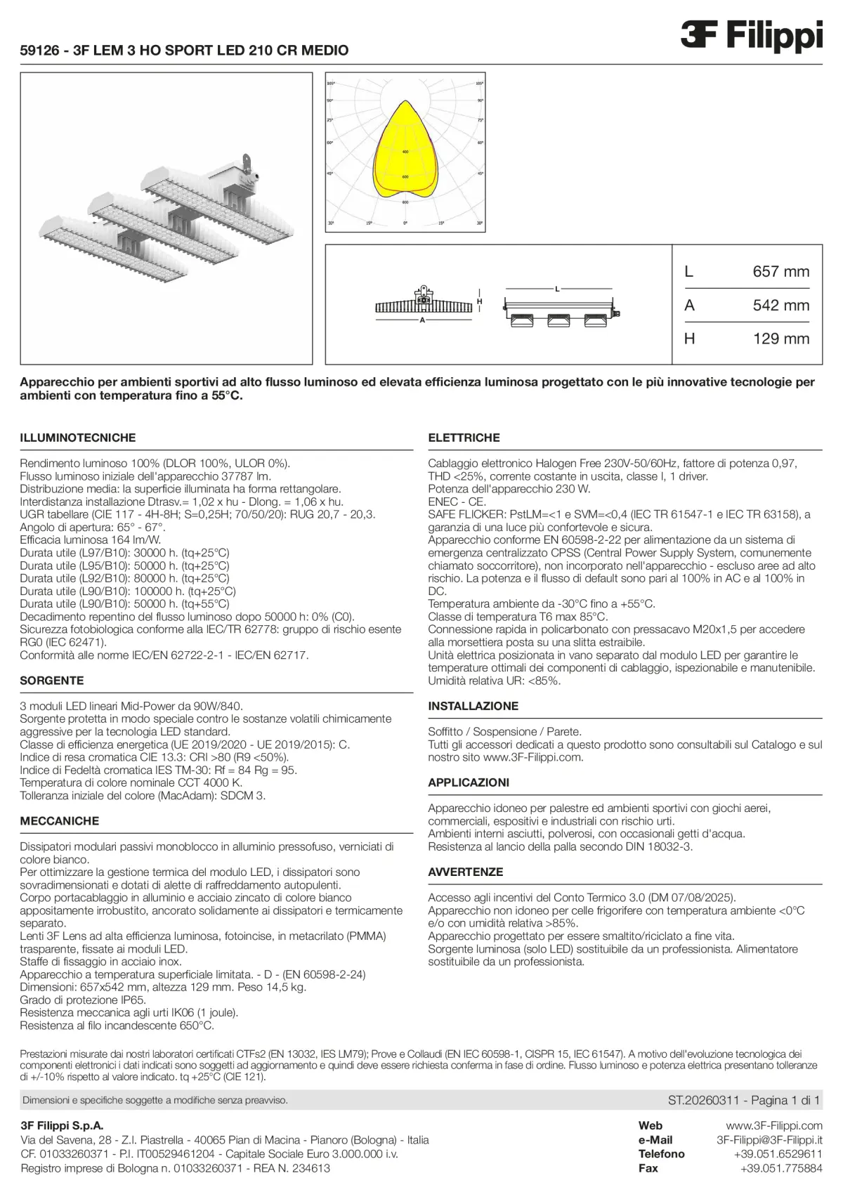 59126 - 3F LEM 3 HO SPORT LED 210 CR MEDIO - Datasheet - it