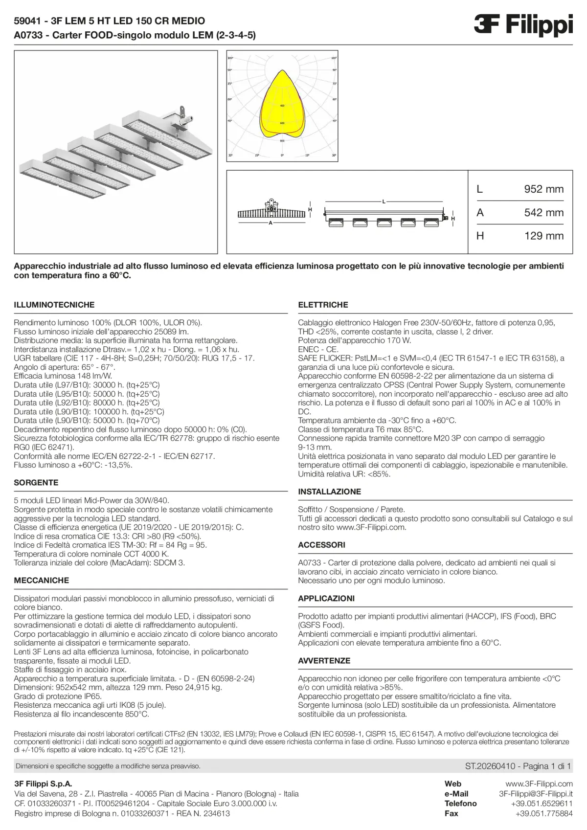 59041+A0733 - 3F LEM 5 HT LED 150 CR MEDIO + FOOD - Datasheet - it