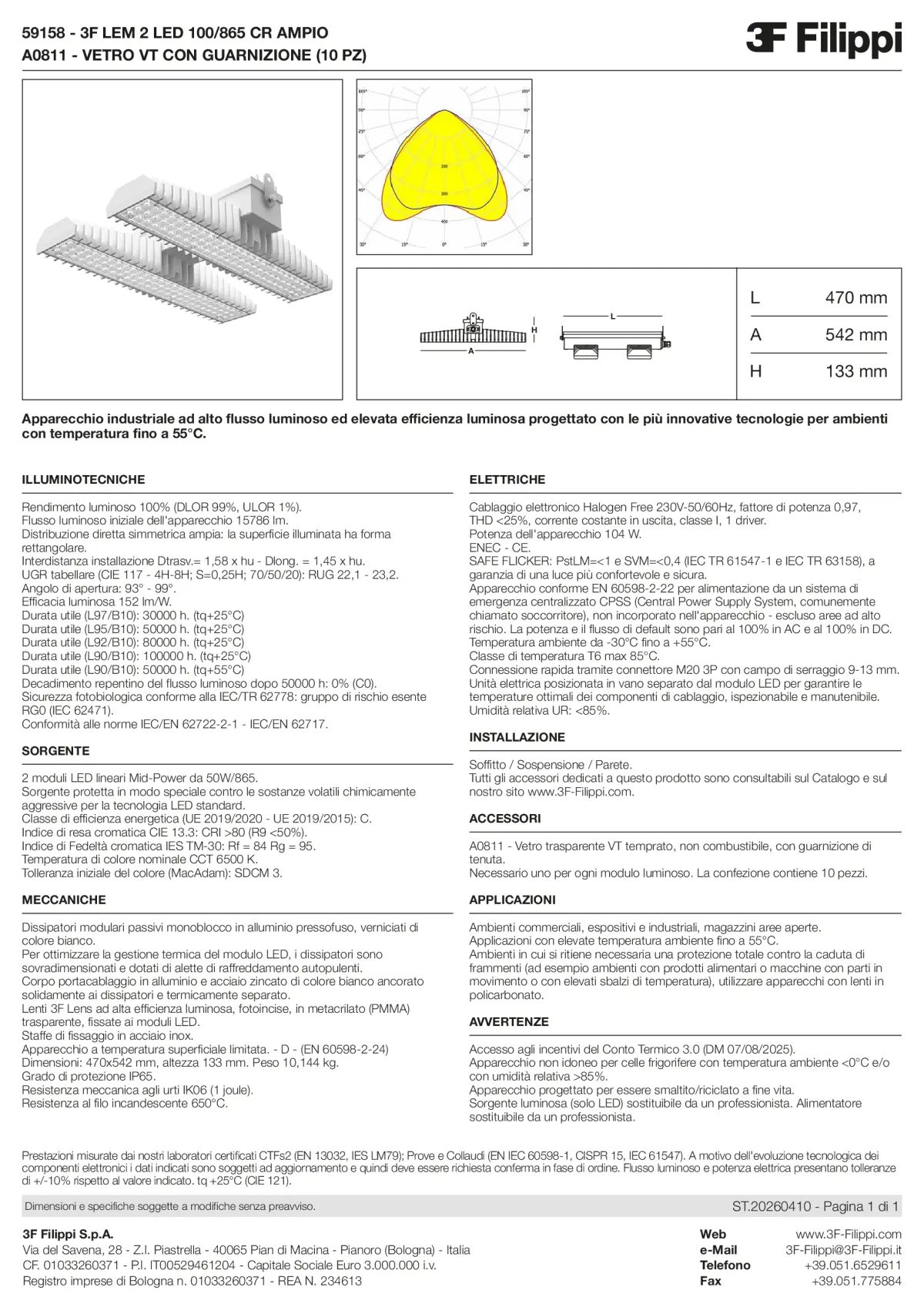 59158+A0811 - 3F LEM 2 LED 100-865 CR AMPIO + VT - Datasheet - it