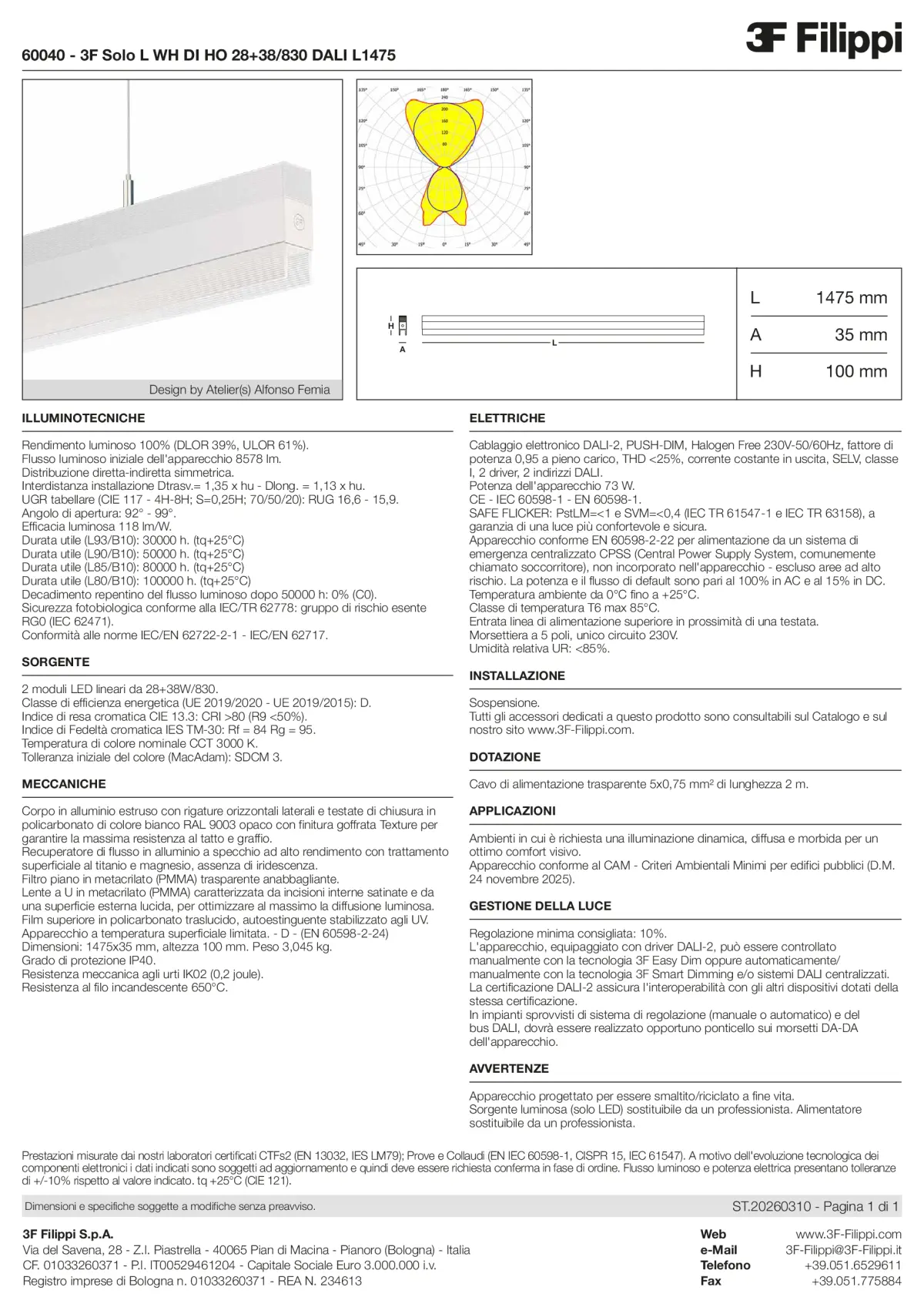 60040 - 3F Solo L WH DI HO 28+38-830 DALI L1475 - Datasheet - it