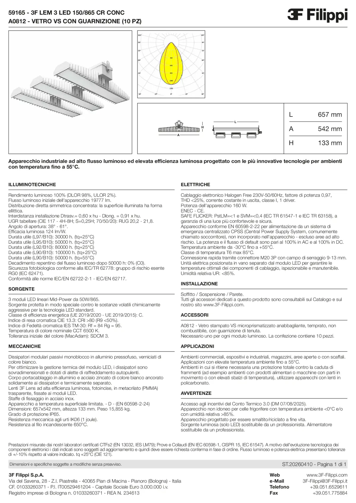 59165+A0812 - 3F LEM 3 LED 150-865 CR CONC + VS - Datasheet - it
