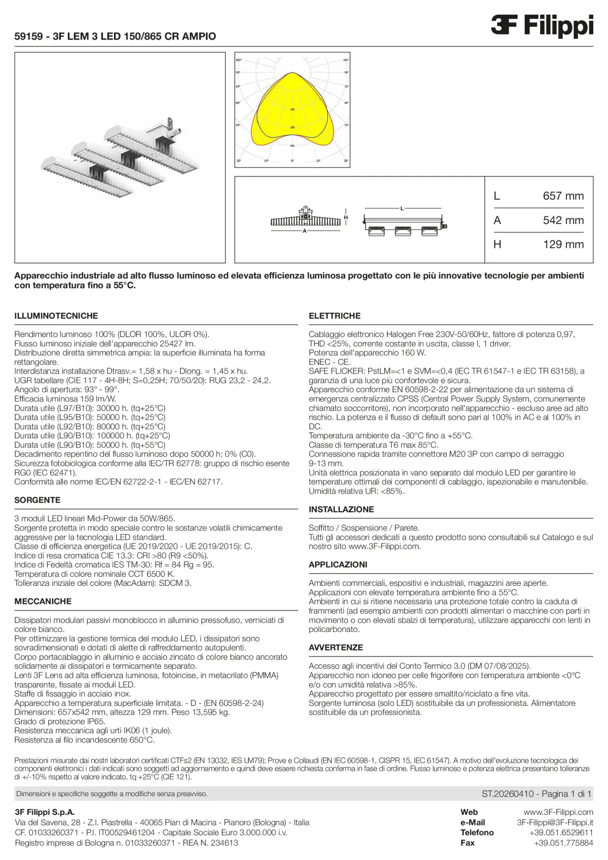 59159 - 3F LEM 3 LED 150-865 CR AMPIO - Datasheet - it