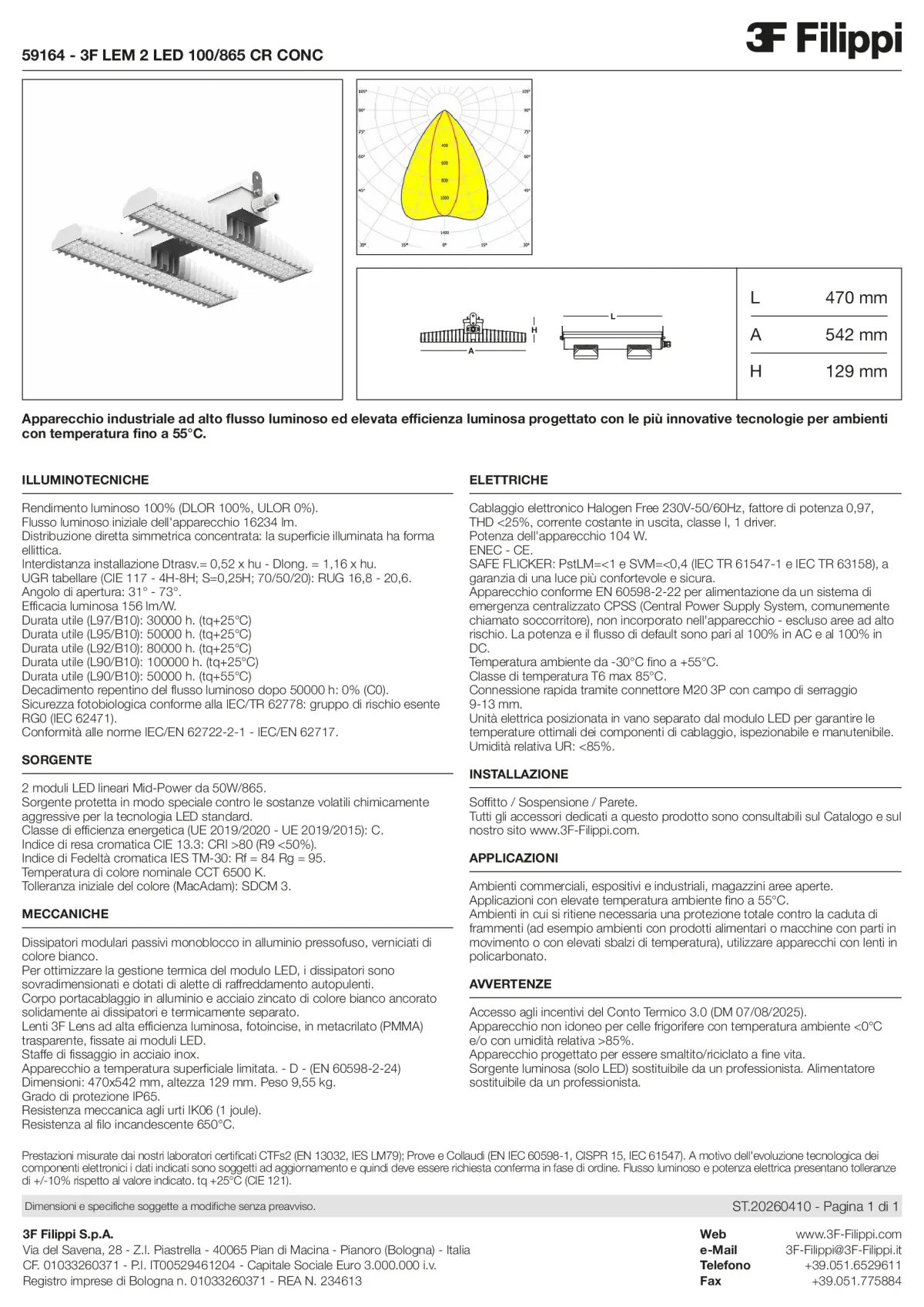 59164 - 3F LEM 2 LED 100-865 CR CONC - Datasheet - it