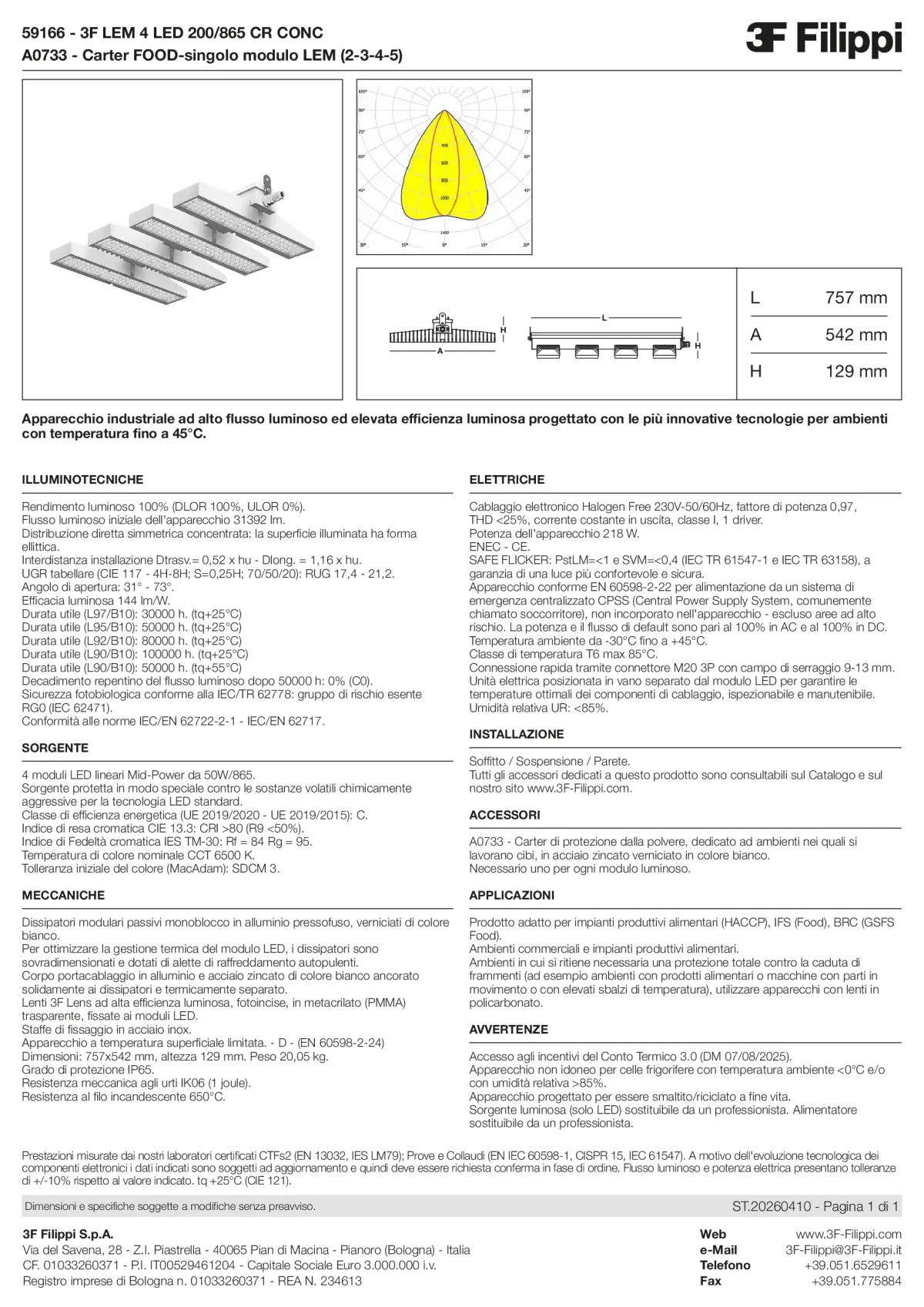 59166+A0733 - 3F LEM 4 LED 200-865 CR CONC + FOOD - Datasheet - it