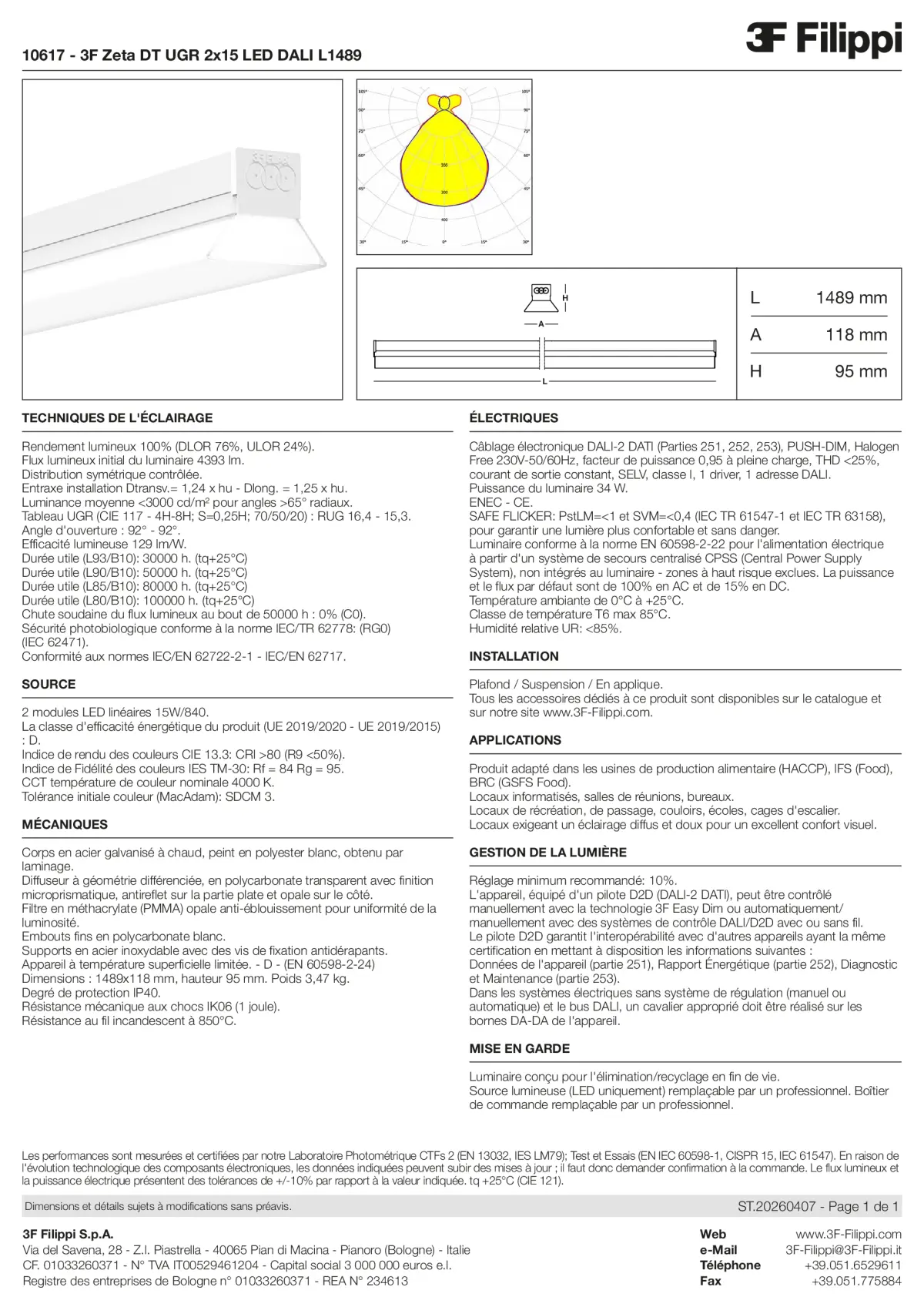 10617 - 3F Zeta DT UGR 2x15 LED DALI L1489 - Datasheet - fr