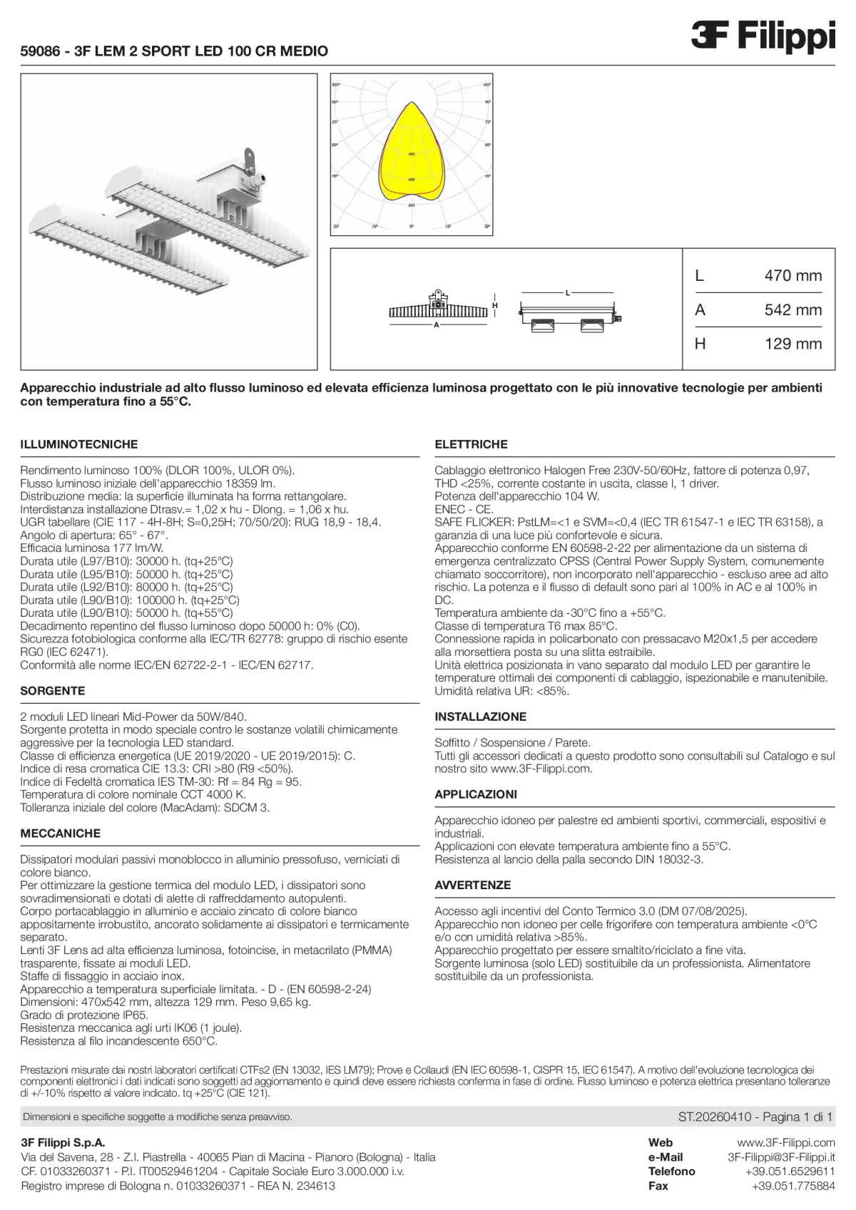 59086 - 3F LEM 2 SPORT LED 100 CR MEDIO - Datasheet - it