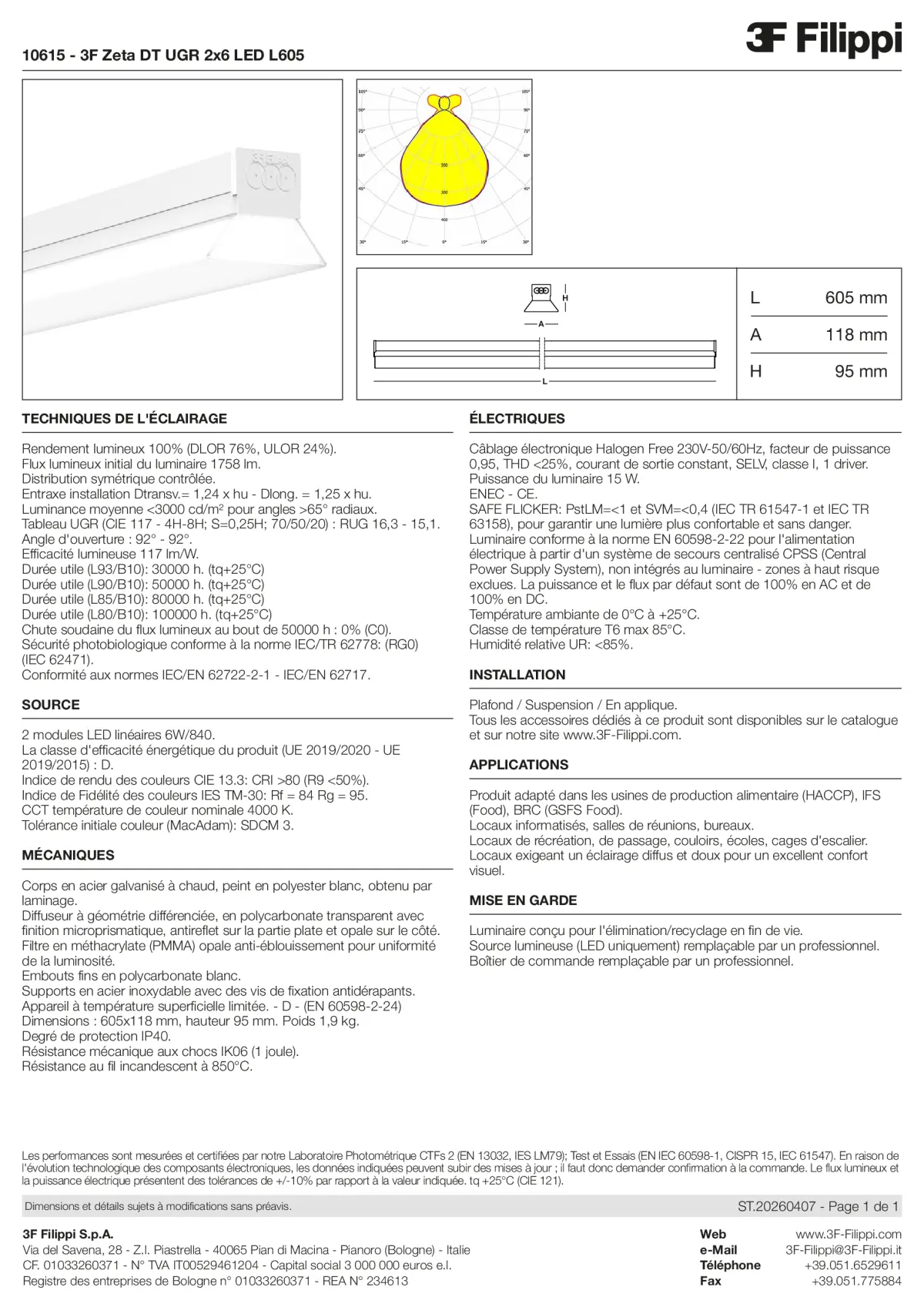 10615 - 3F Zeta DT UGR 2x6 LED L605 - Datasheet - fr