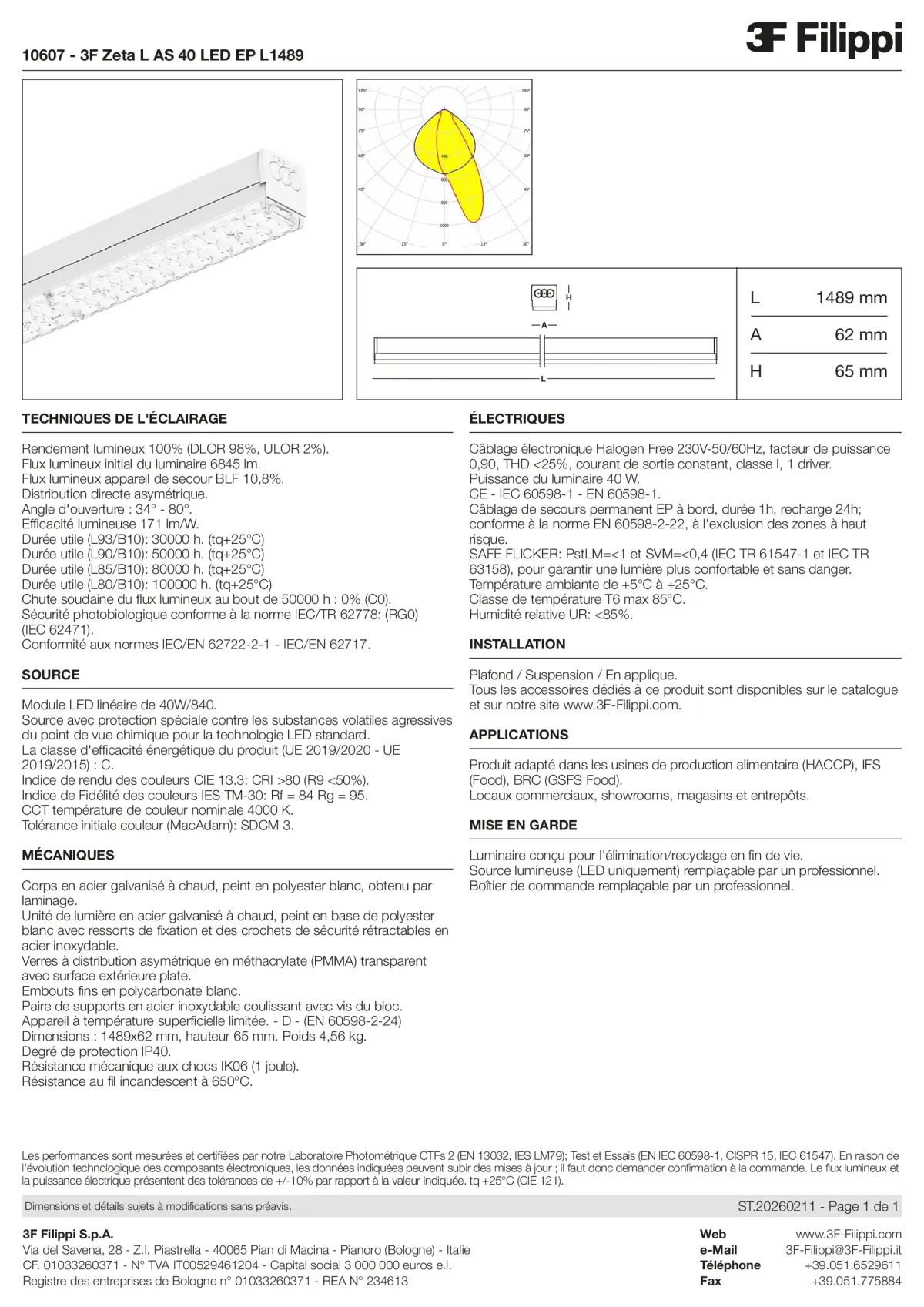 10607 - 3F Zeta L AS 40 LED EP L1489 - Datasheet - fr