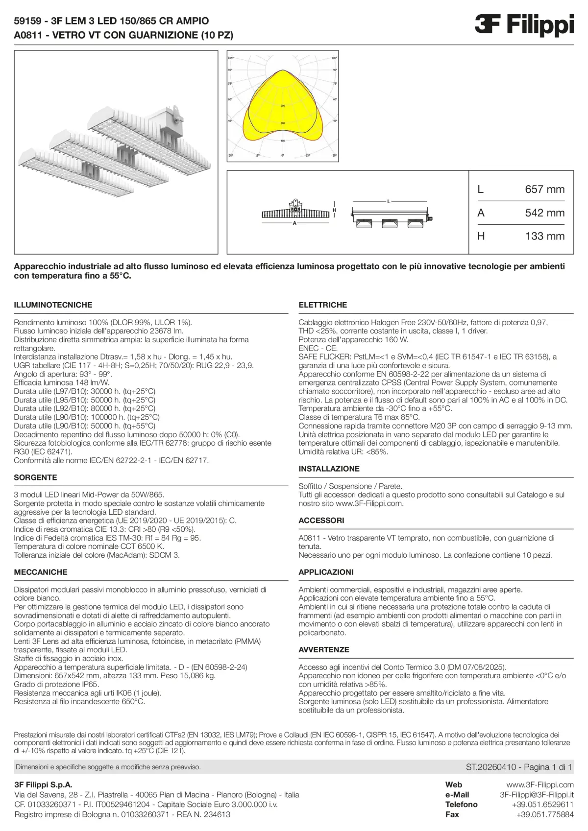 59159+A0811 - 3F LEM 3 LED 150-865 CR AMPIO + VT - Datasheet - it