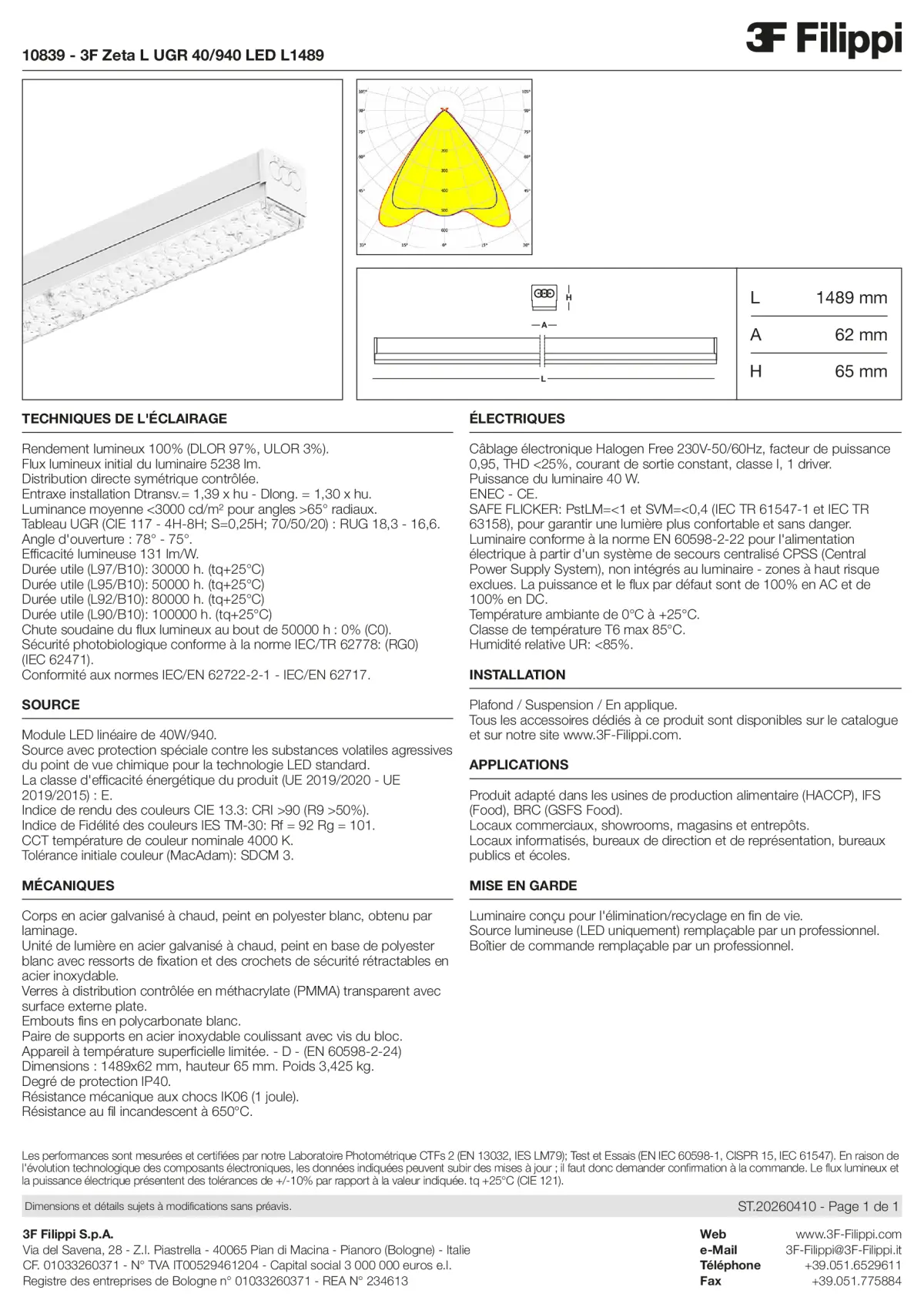 10839 - 3F Zeta L UGR 40-940 LED L1489 - Datasheet - fr