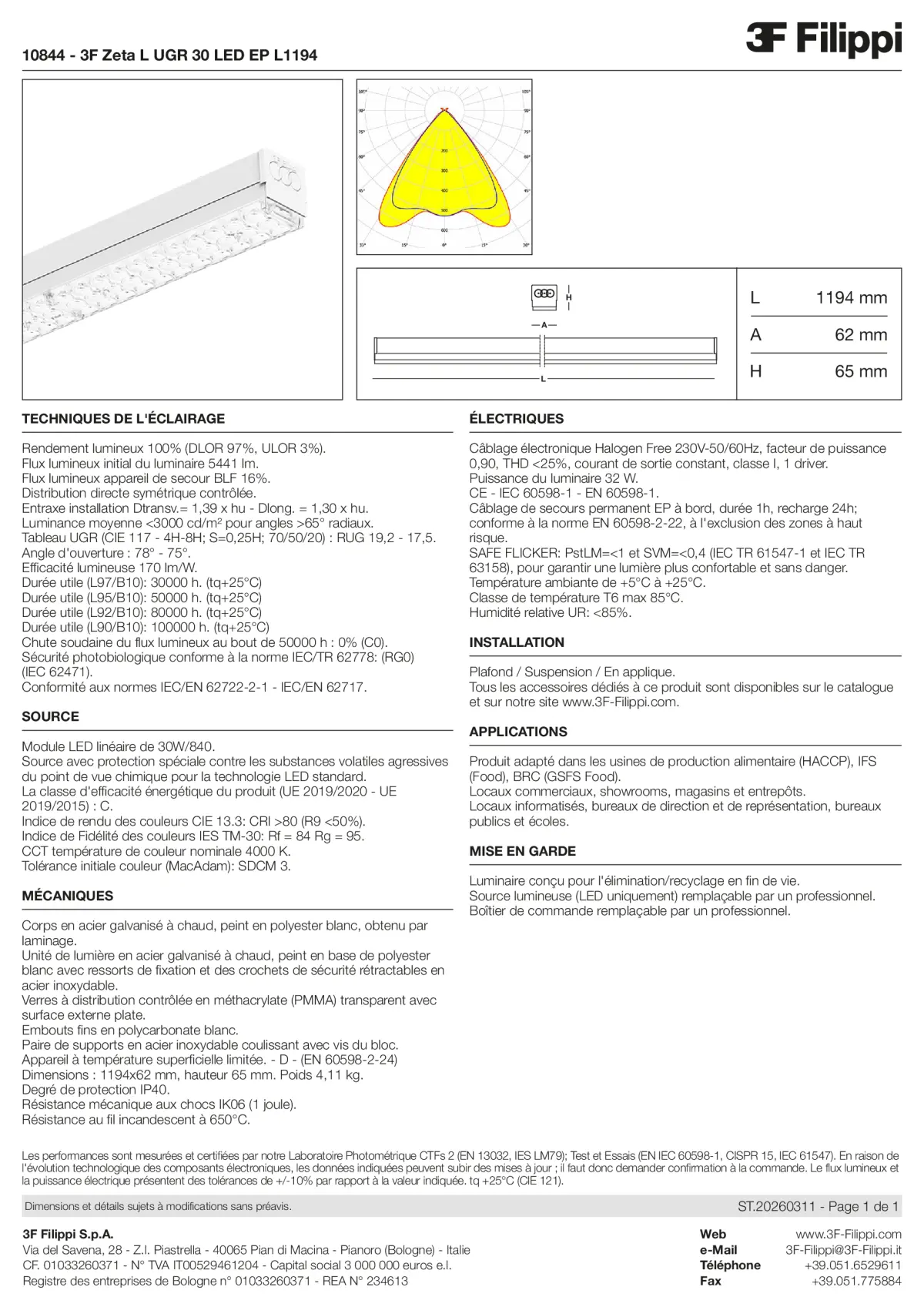 10844 - 3F Zeta L UGR 30 LED EP L1194 - Datasheet - fr