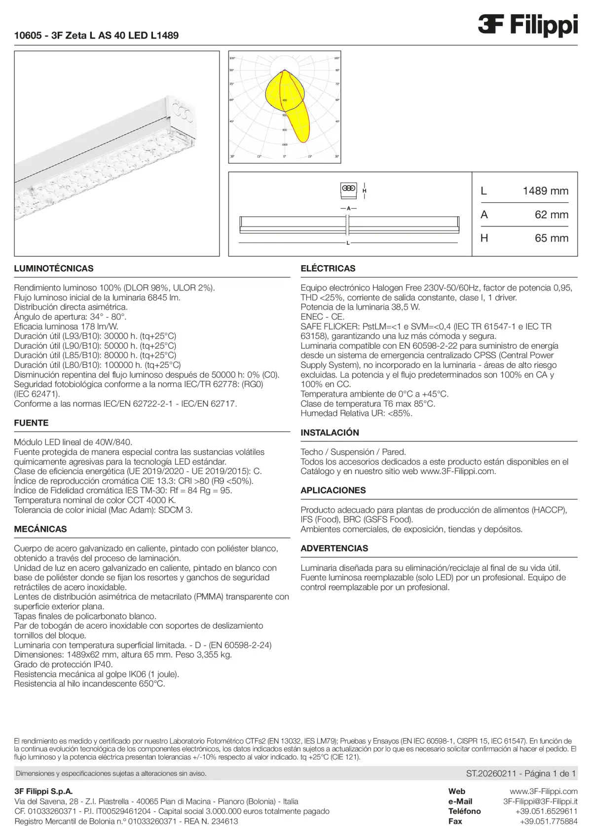 10605 - 3F Zeta L AS 40 LED L1489 - Datasheet - es
