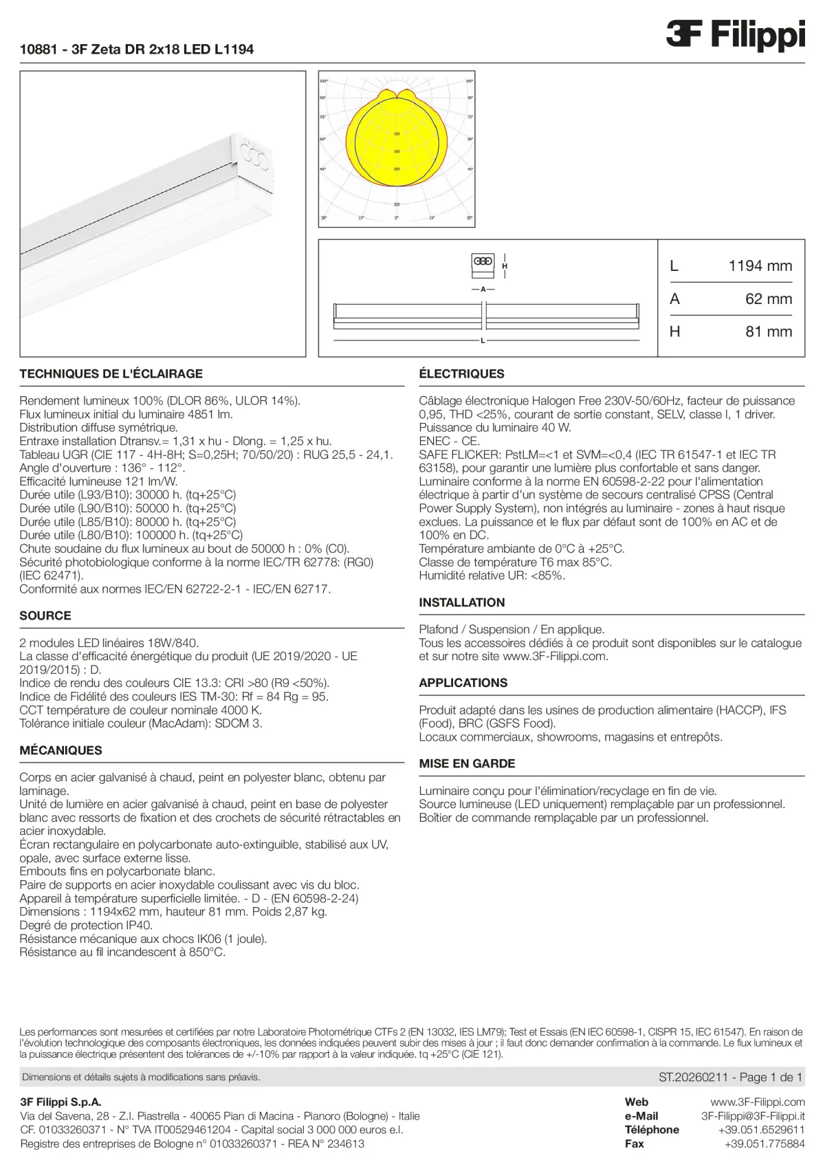 10881 - 3F Zeta DR 2x18 LED L1194 - Datasheet - fr