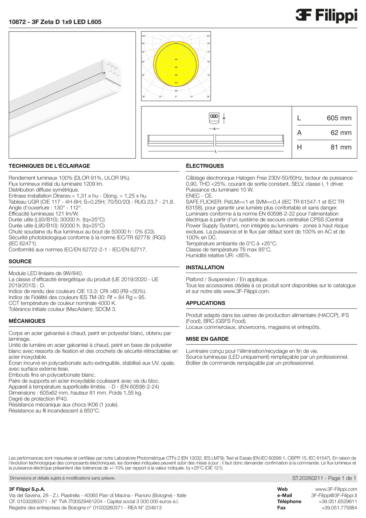 10872 - 3F Zeta D 1x9 LED L605 - Datasheet - fr