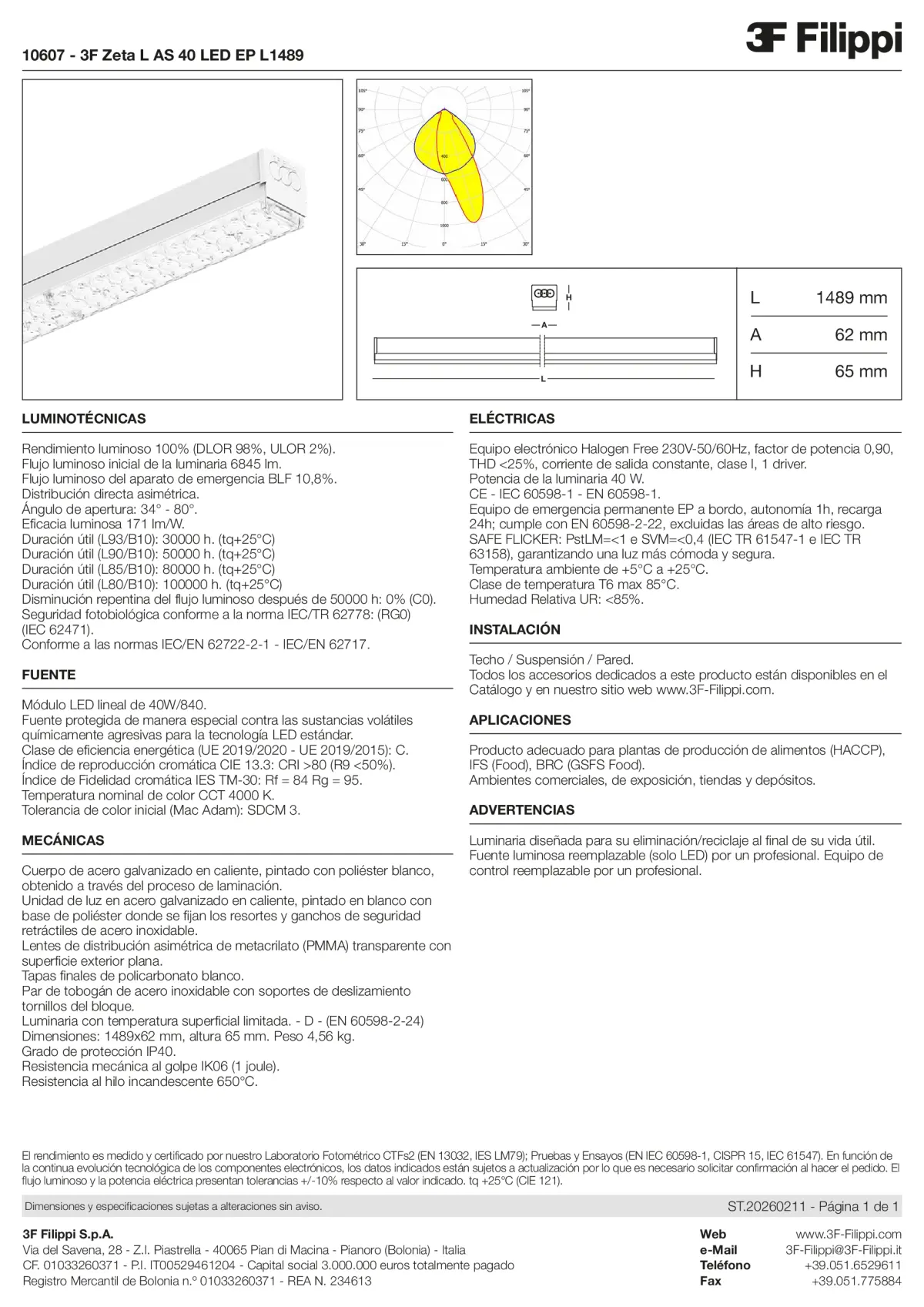 10607 - 3F Zeta L AS 40 LED EP L1489 - Datasheet - es