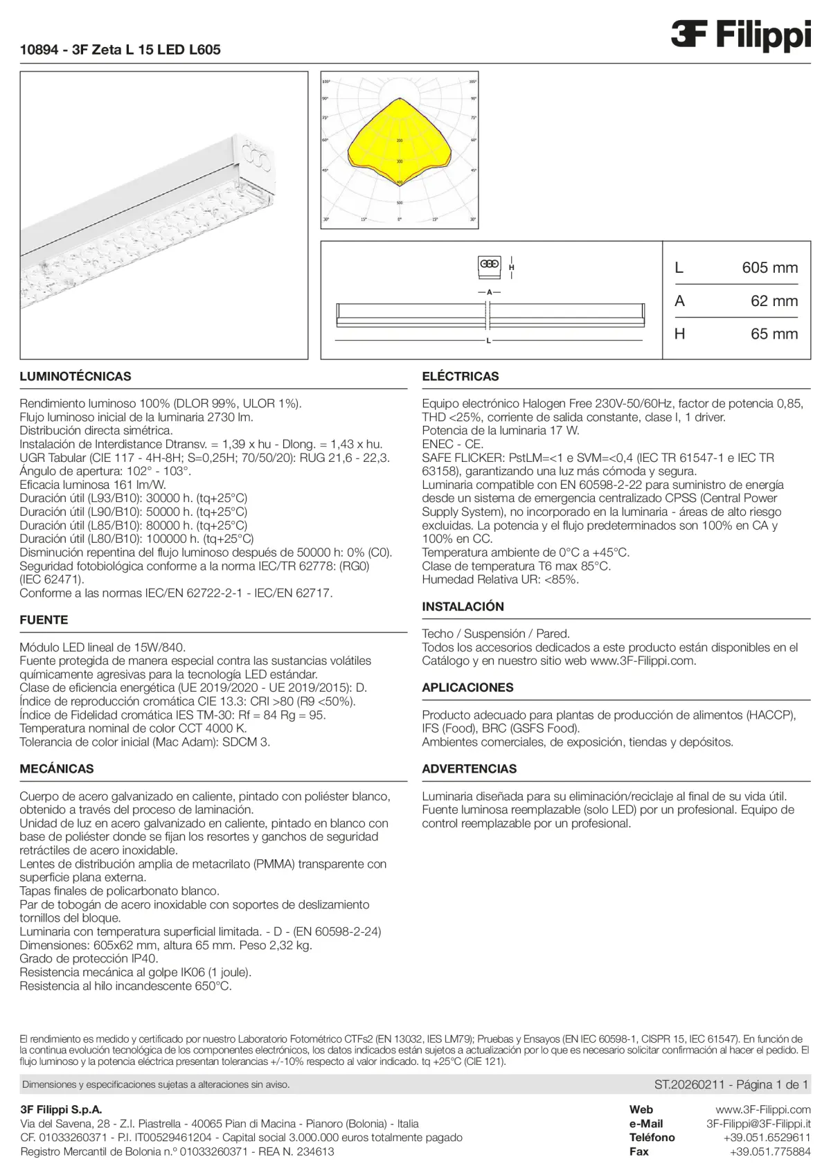 10894 - 3F Zeta L 15 LED L605 - Datasheet - es