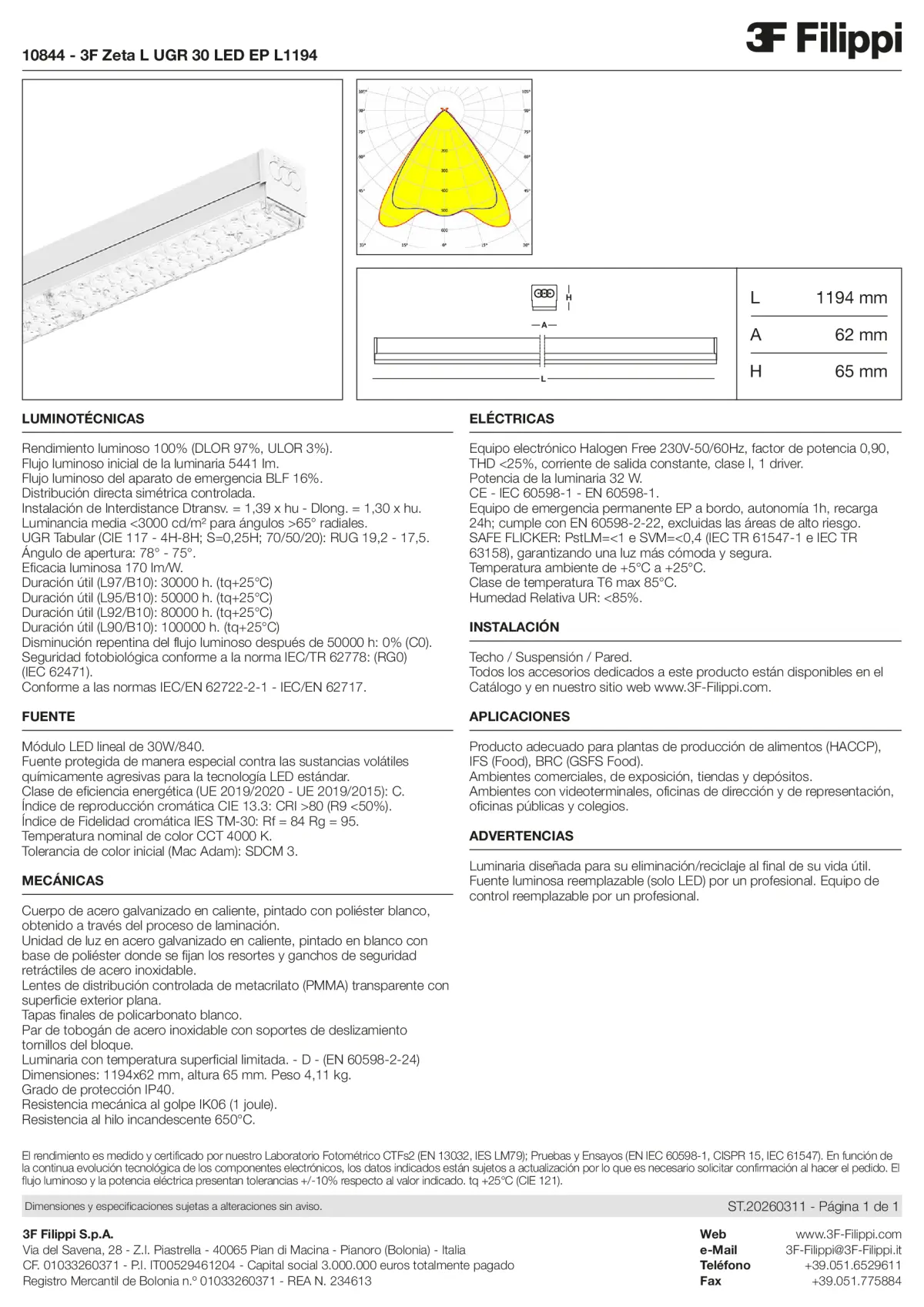 10844 - 3F Zeta L UGR 30 LED EP L1194 - Datasheet - es