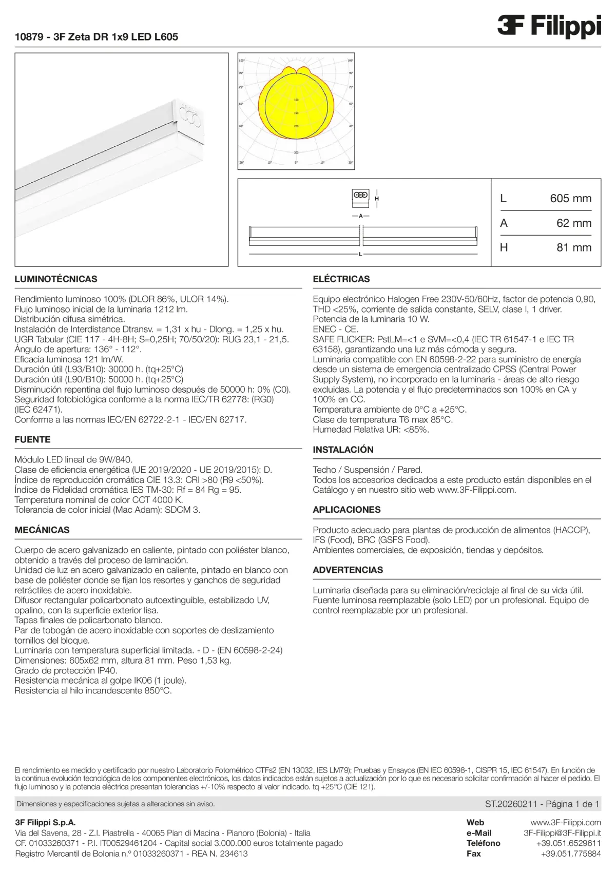 10879 - 3F Zeta DR 1x9 LED L605 - Datasheet - es