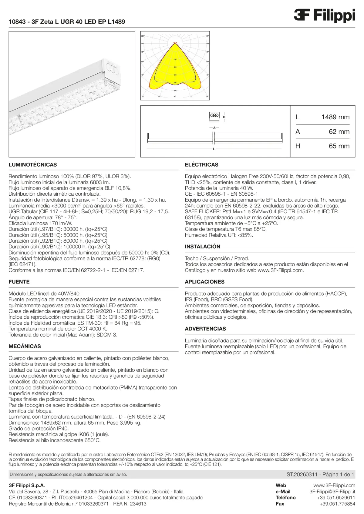 10843 - 3F Zeta L UGR 40 LED EP L1489 - Datasheet - es