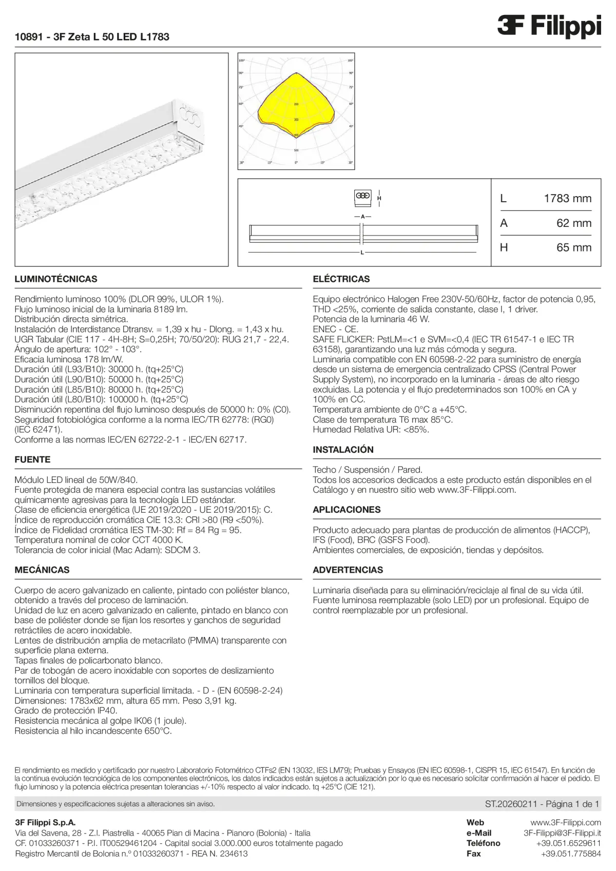 10891 - 3F Zeta L 50 LED L1783 - Datasheet - es