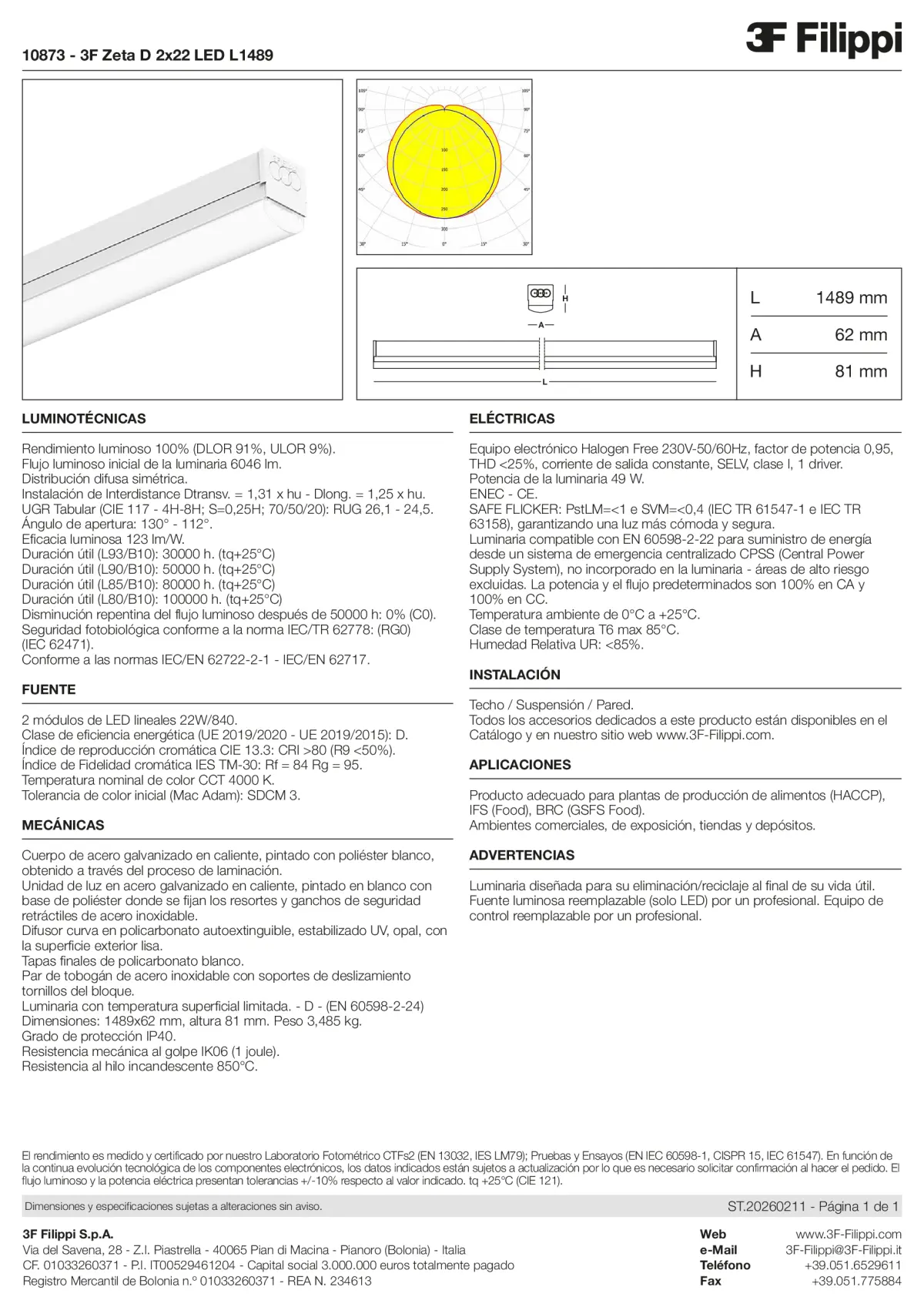 10873 - 3F Zeta D 2x22 LED L1489 - Datasheet - es