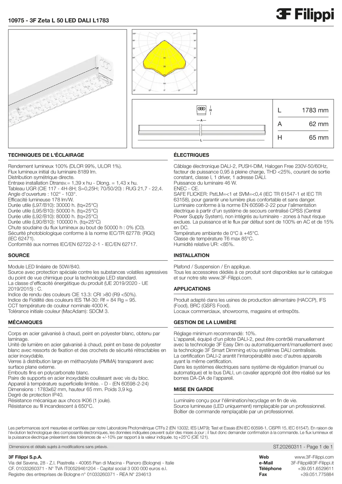 10975 - 3F Zeta L 50 LED DALI L1783 - Datasheet - fr