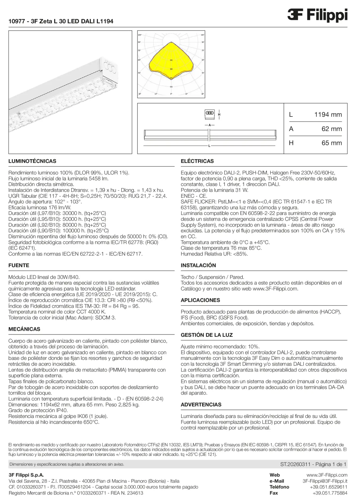 10977 - 3F Zeta L 30 LED DALI L1194 - Datasheet - es