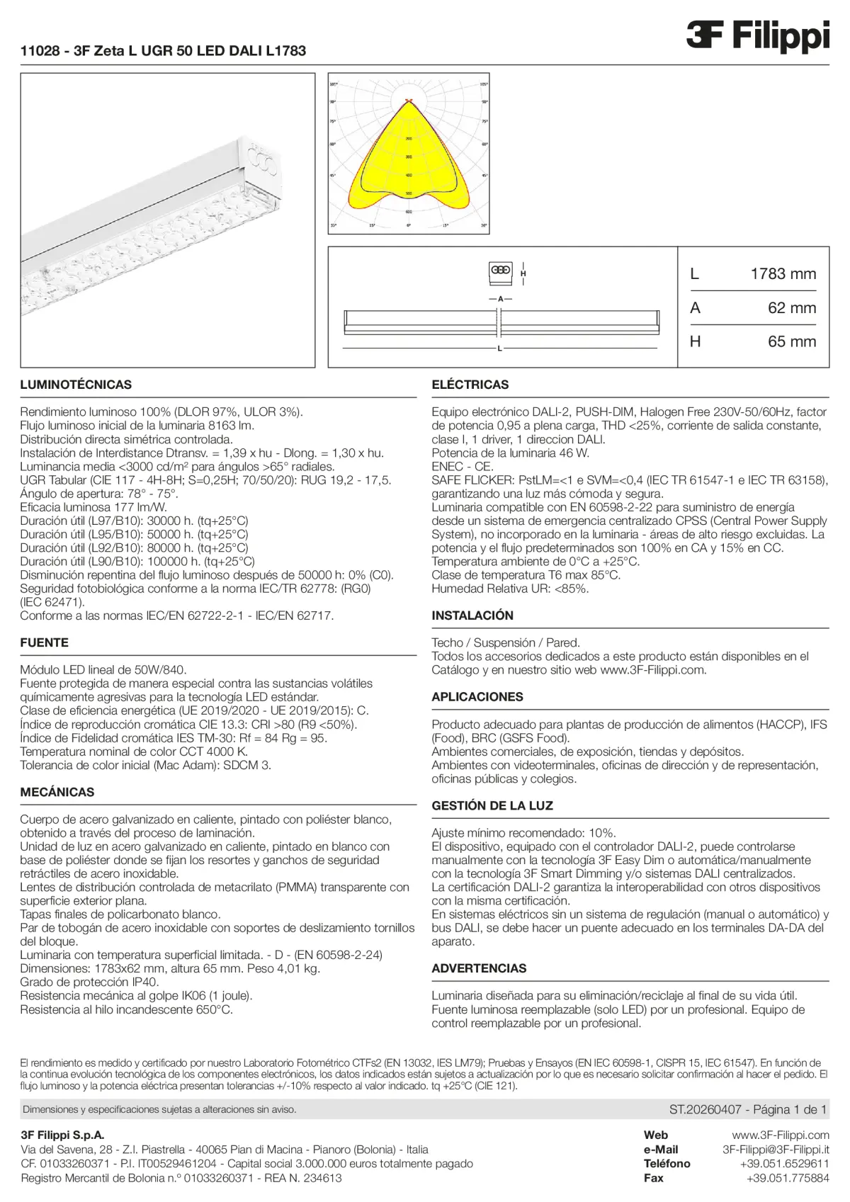 11028 - 3F Zeta L UGR 50 LED DALI L1783 - Datasheet - es