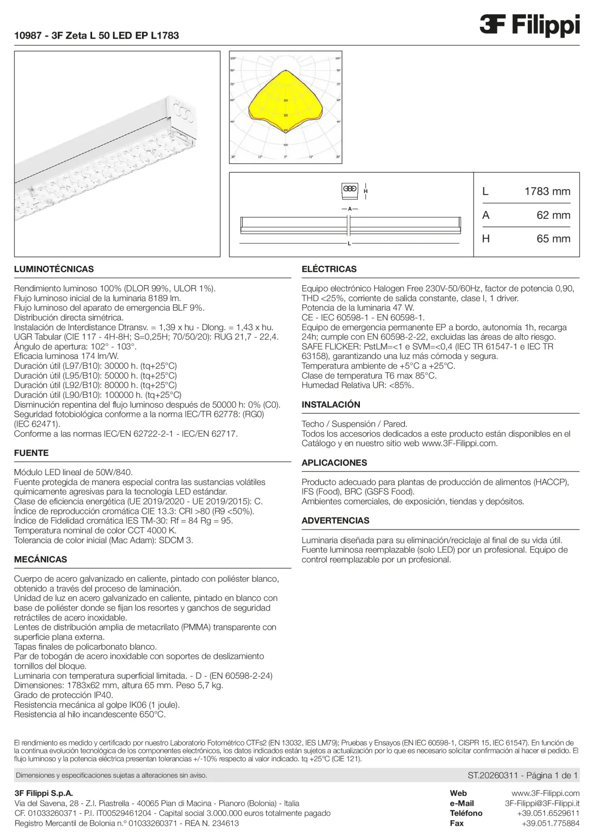 10987 - 3F Zeta L 50 LED EP L1783 - Datasheet - es