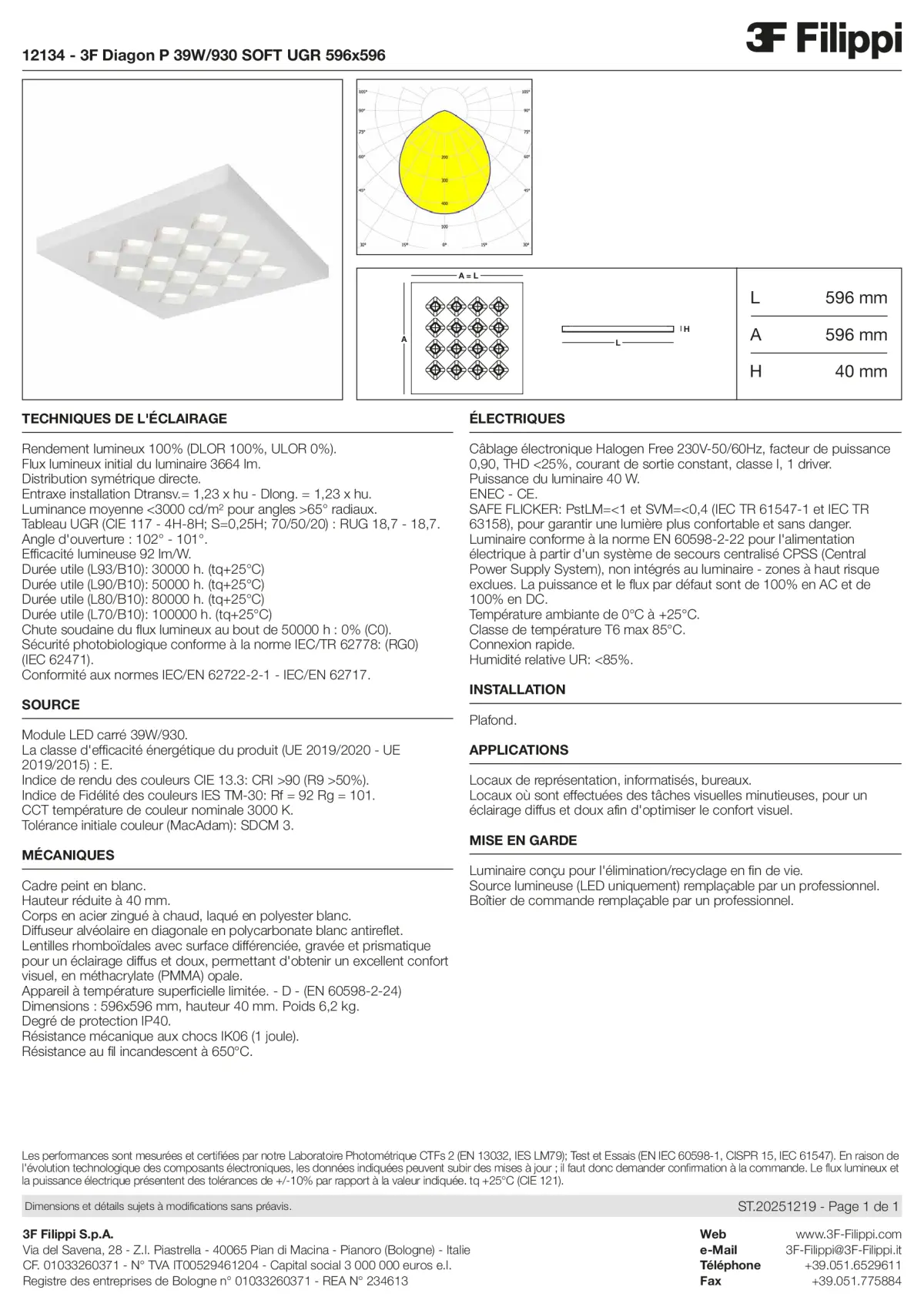 12134 - 3F Diagon P 39W-930 SOFT UGR 596x596 - Datasheet - fr