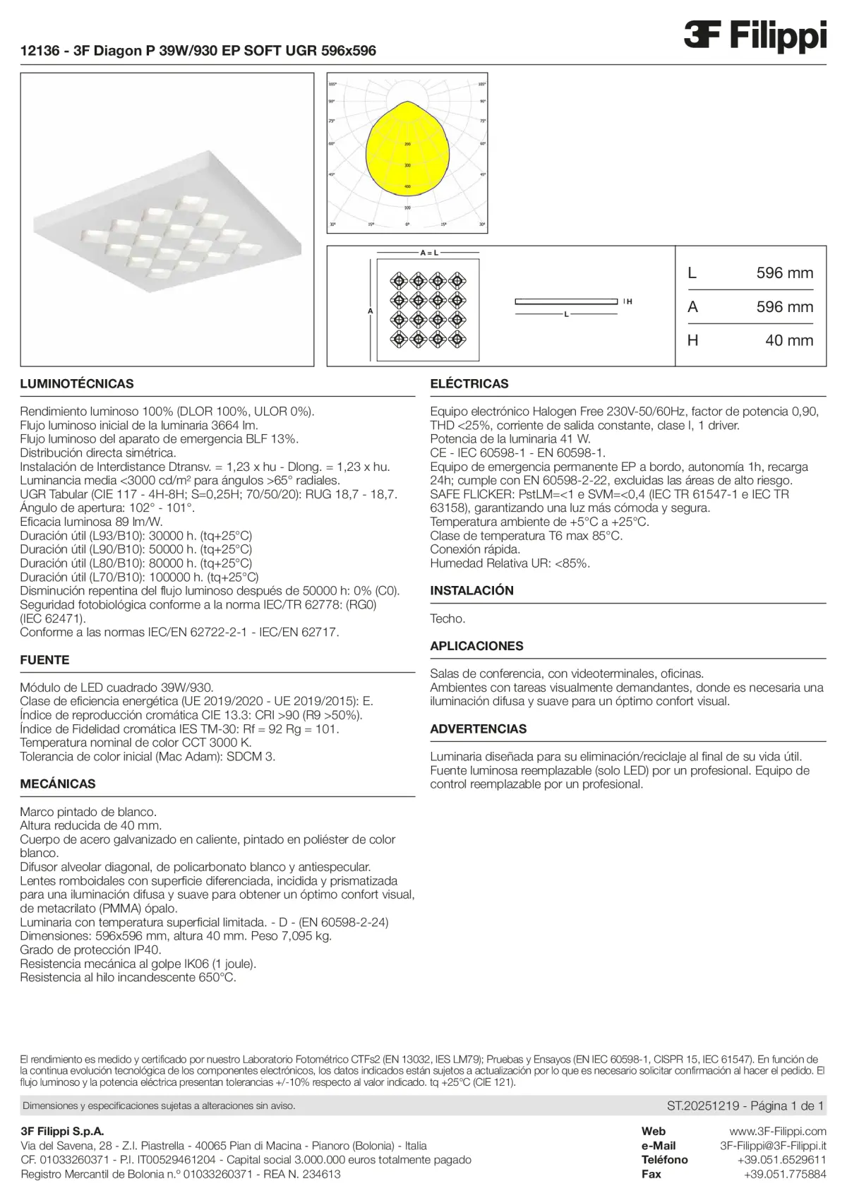 12136 - 3F Diagon P 39W-930 EP SOFT UGR 596x596 - Datasheet - es