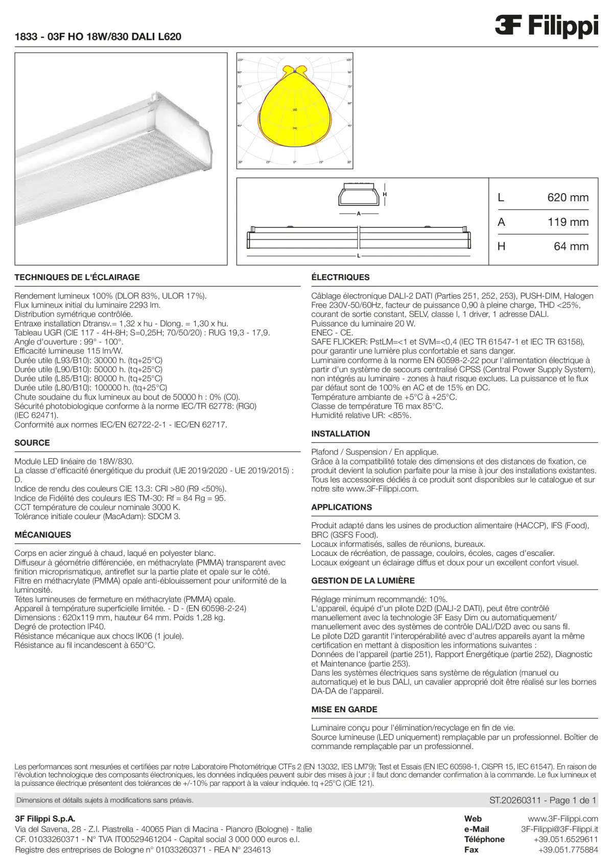 1833 - 03F HO 18W-830 DALI L620 - Datasheet - fr