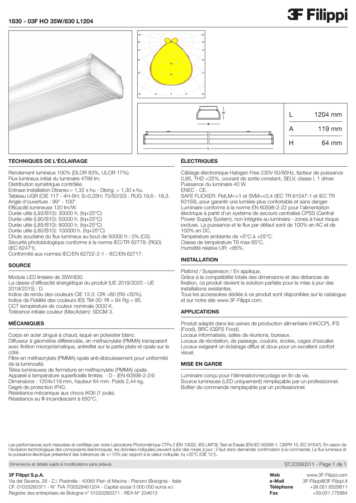 1830 - 03F HO 35W-830 L1204 - Datasheet - fr