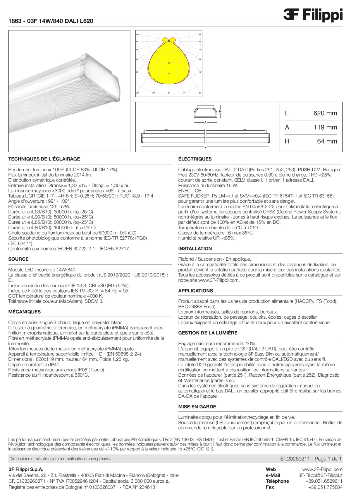 1863 - 03F 14W-840 DALI L620 - Datasheet - fr