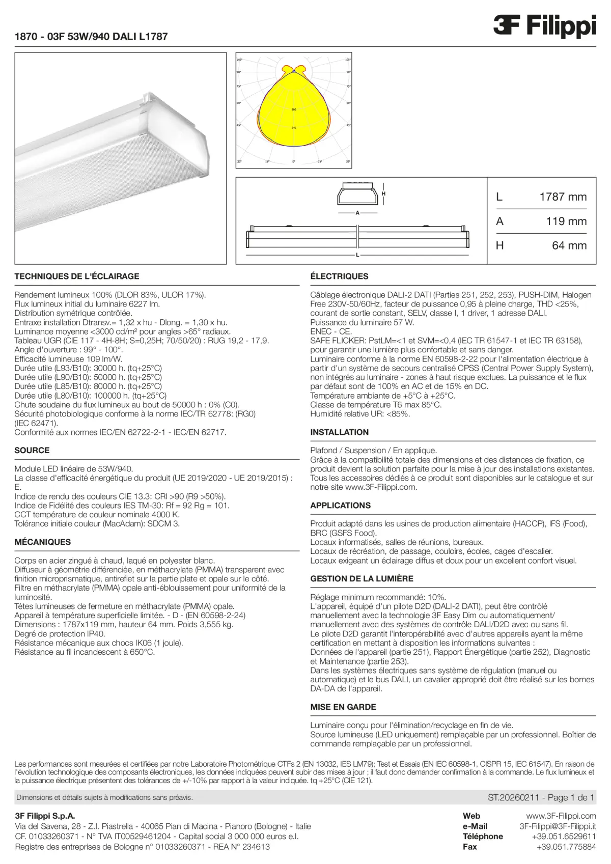 1870 - 03F 53W-940 DALI L1787 - Datasheet - fr