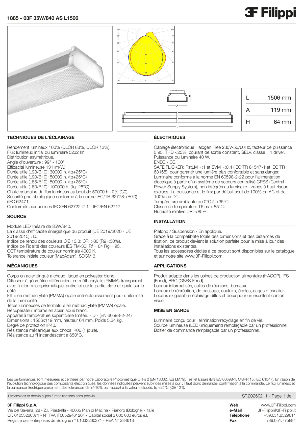 1885 - 03F 35W-840 AS L1506 - Datasheet - fr