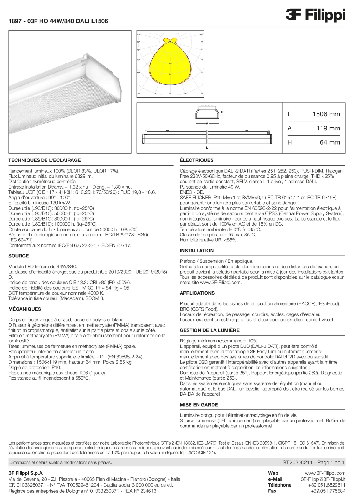 1897 - 03F HO 44W-840 DALI L1506 - Datasheet - fr