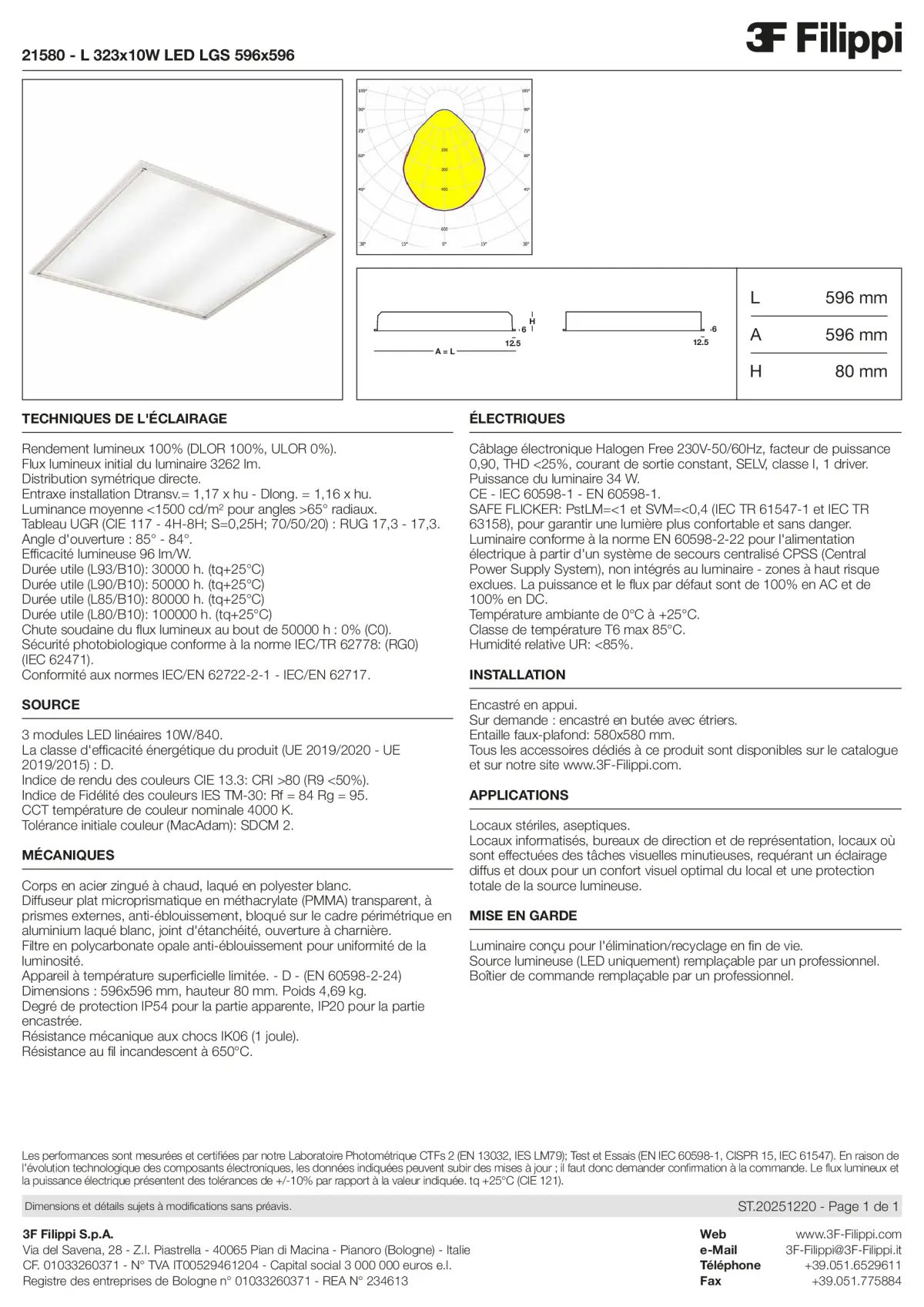 21580 - L 323x10W LED LGS 596x596 - Datasheet - fr