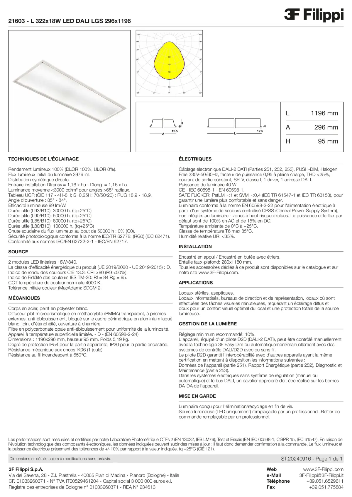 21603 - L 322x18W LED DALI LGS 296x1196 - Datasheet - fr