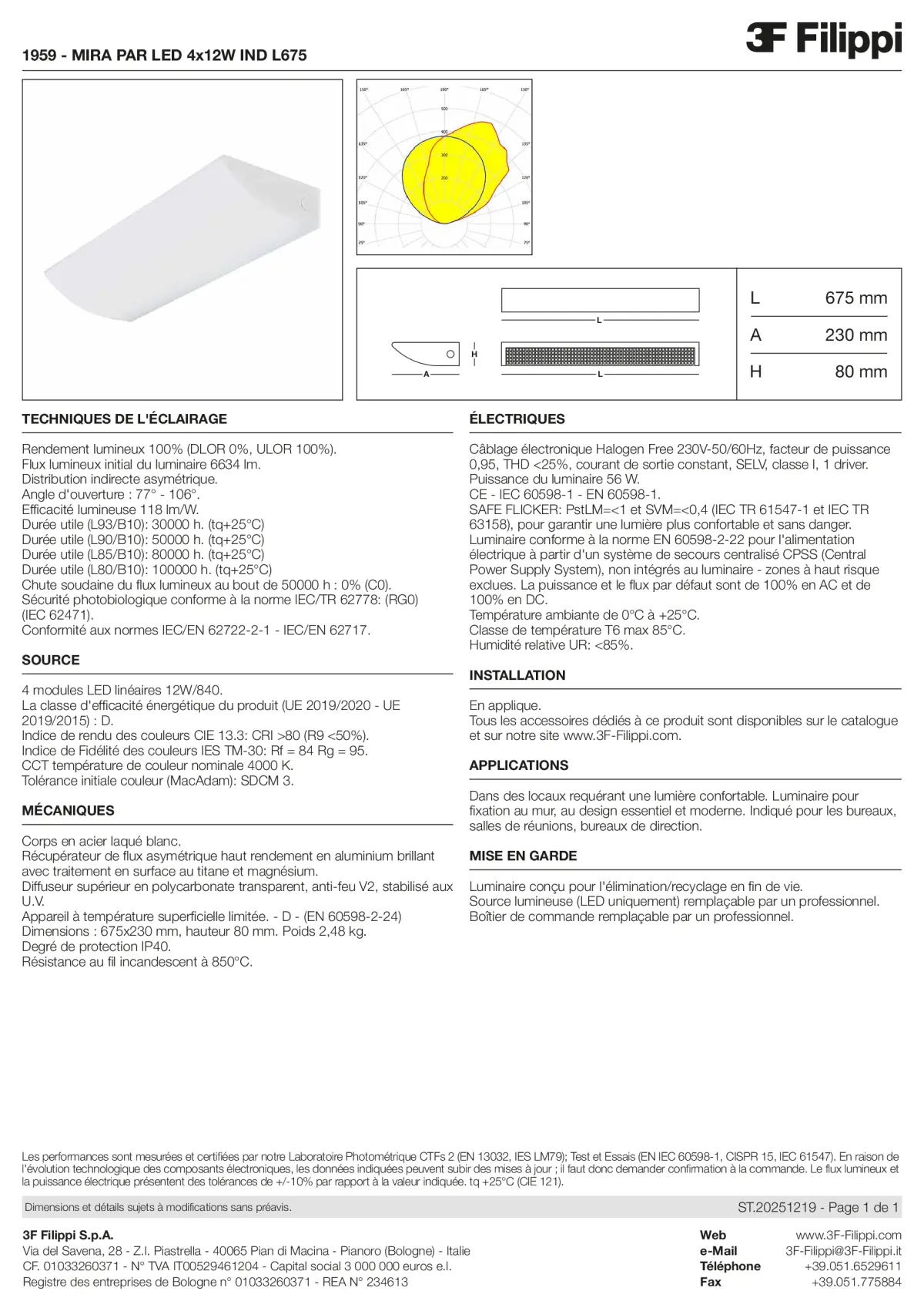 1959 - MIRA PAR LED 4x12W IND L675 - Datasheet - fr