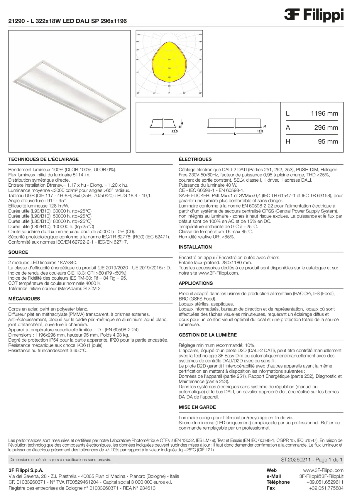 21290 - L 322x18W LED DALI SP 296x1196 - Datasheet - fr