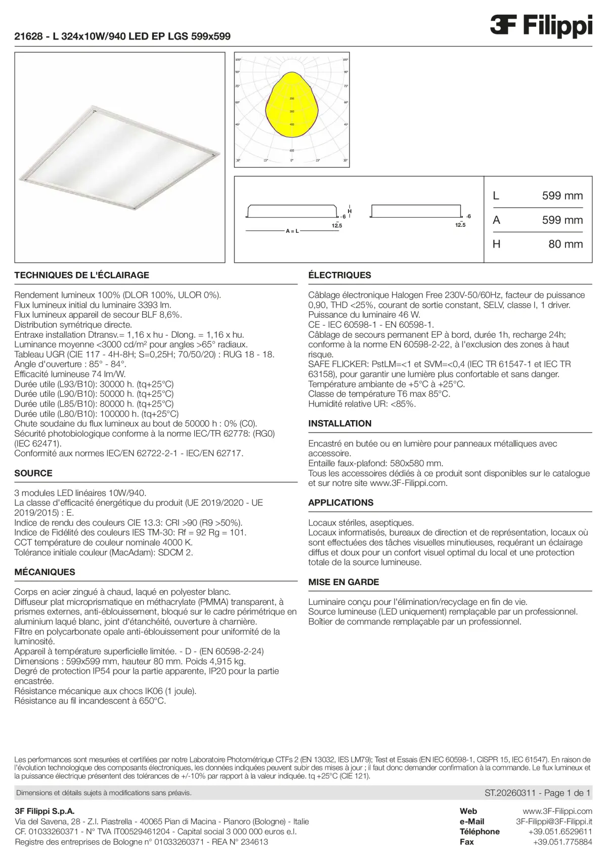 21628 - L 324x10W-940 LED EP LGS 599x599 - Datasheet - fr