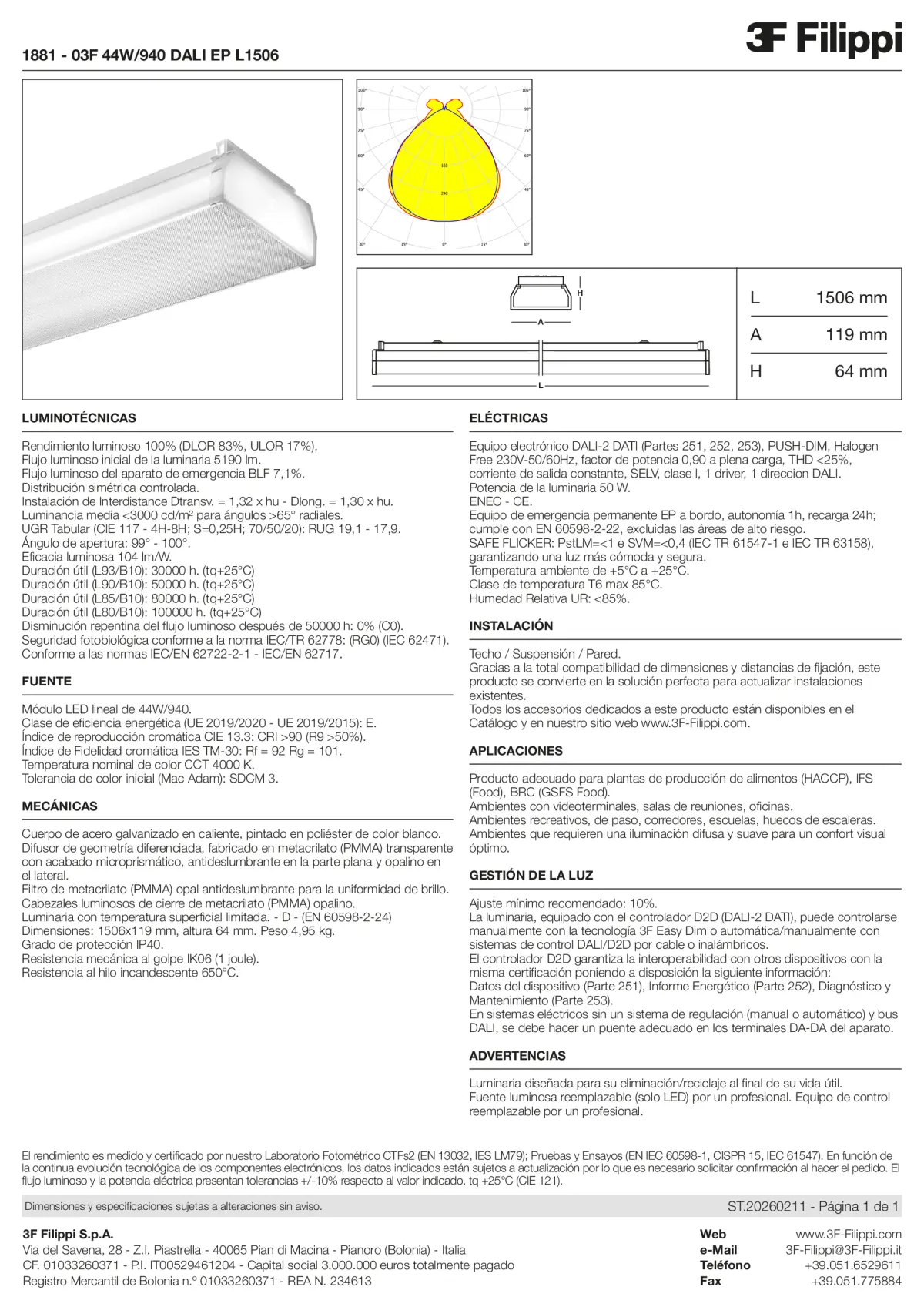 1881 - 03F 44W-940 DALI EP L1506 - Datasheet - es
