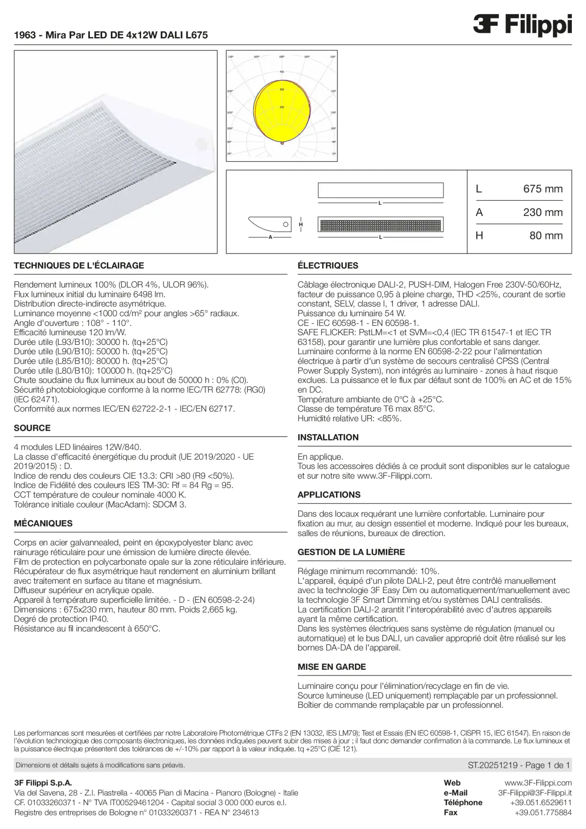 1963 - Mira Par LED DE 4x12W DALI L675 - Datasheet - fr