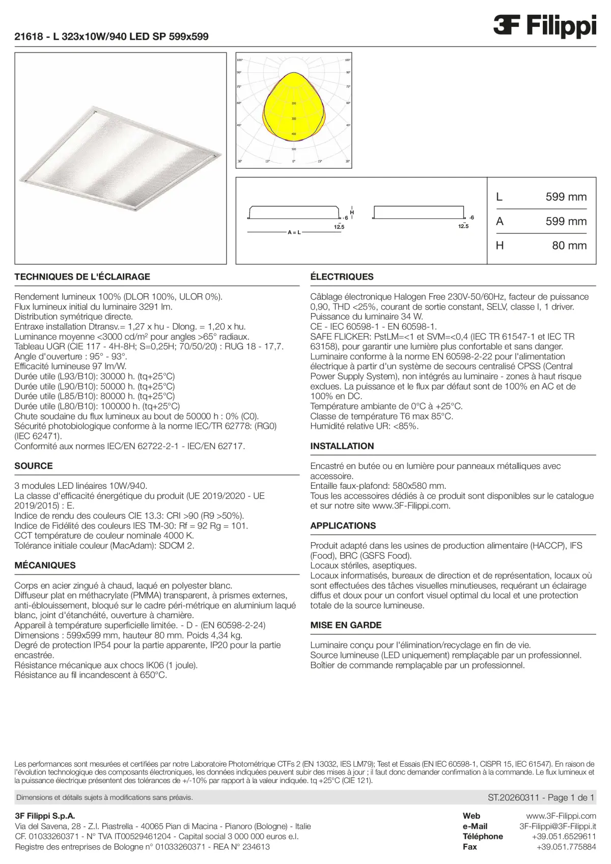 21618 - L 323x10W-940 LED SP 599x599 - Datasheet - fr