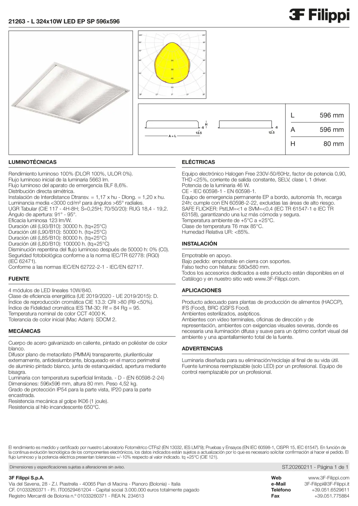 21263 - L 324x10W LED EP SP 596x596 - Datasheet - es