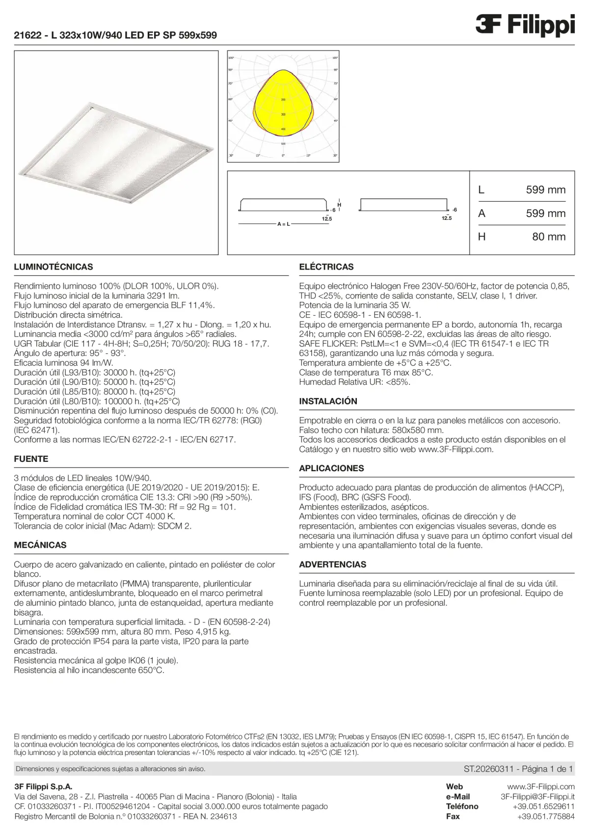 21622 - L 323x10W-940 LED EP SP 599x599 - Datasheet - es