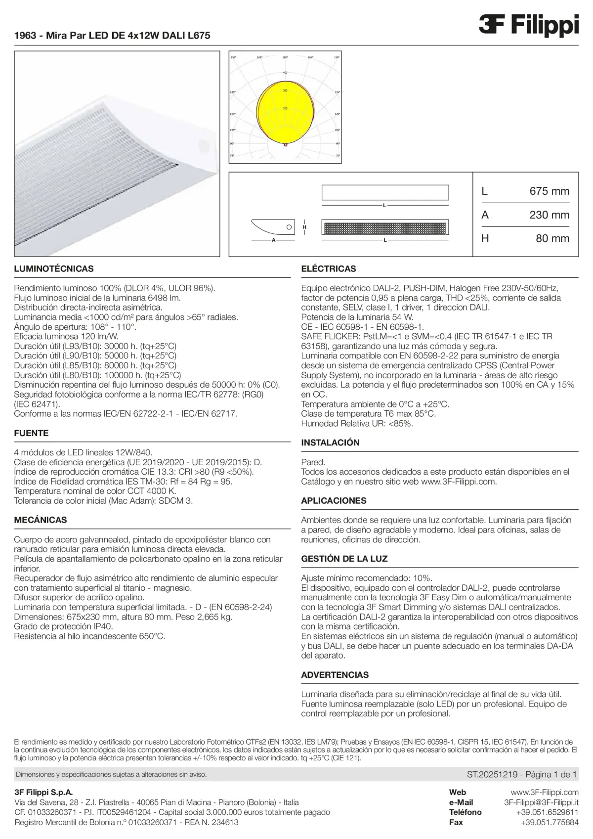 1963 - Mira Par LED DE 4x12W DALI L675 - Datasheet - es