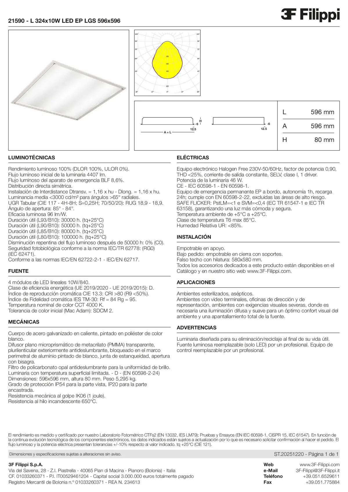 21590 - L 324x10W LED EP LGS 596x596 - Datasheet - es