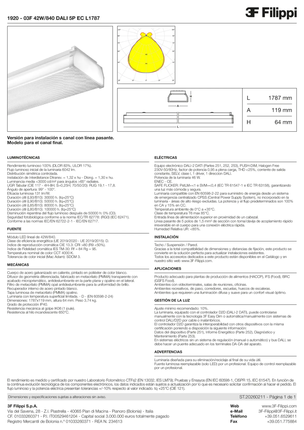 1920 - 03F 42W-840 DALI 5P EC L1787 - Datasheet - es